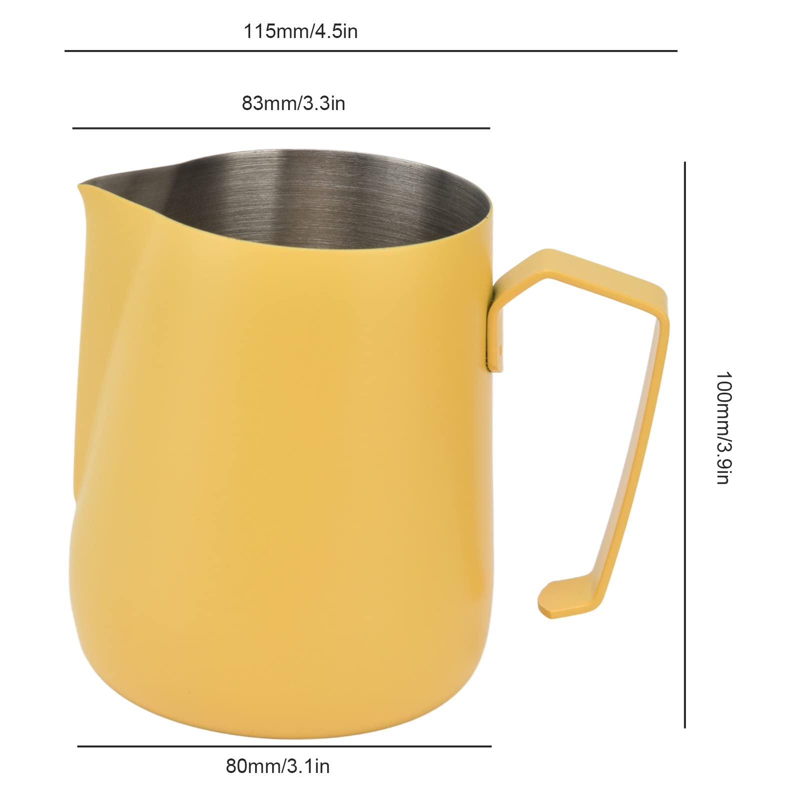 Premium 450ml Milk Frother Cup with Spiked Design - Thickened Latte & Cappuccino Frother for Perfect Coffee Foam - Vibrant Yellow - Ideal for Home Baristas & Coffee Shops