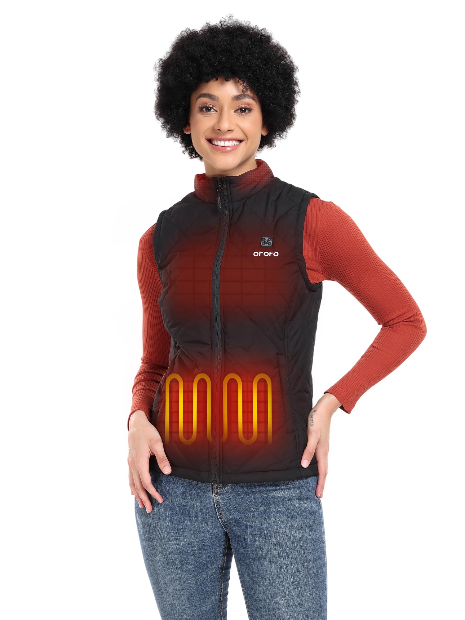 ORORO Women's Heated Vest with USB Power Bank - Lightweight Quilted Electric Jacket for Winter Outdoor Activities, Hiking, and Camping