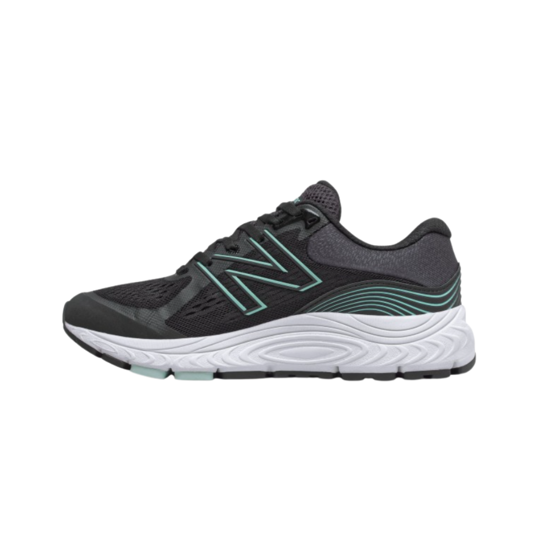 New Balance Women's 840v5 Running Shoes - Black with Storm Blue (B Width) | Lightweight Cushioned Sneakers for Jogging, Walking & Gym Workouts