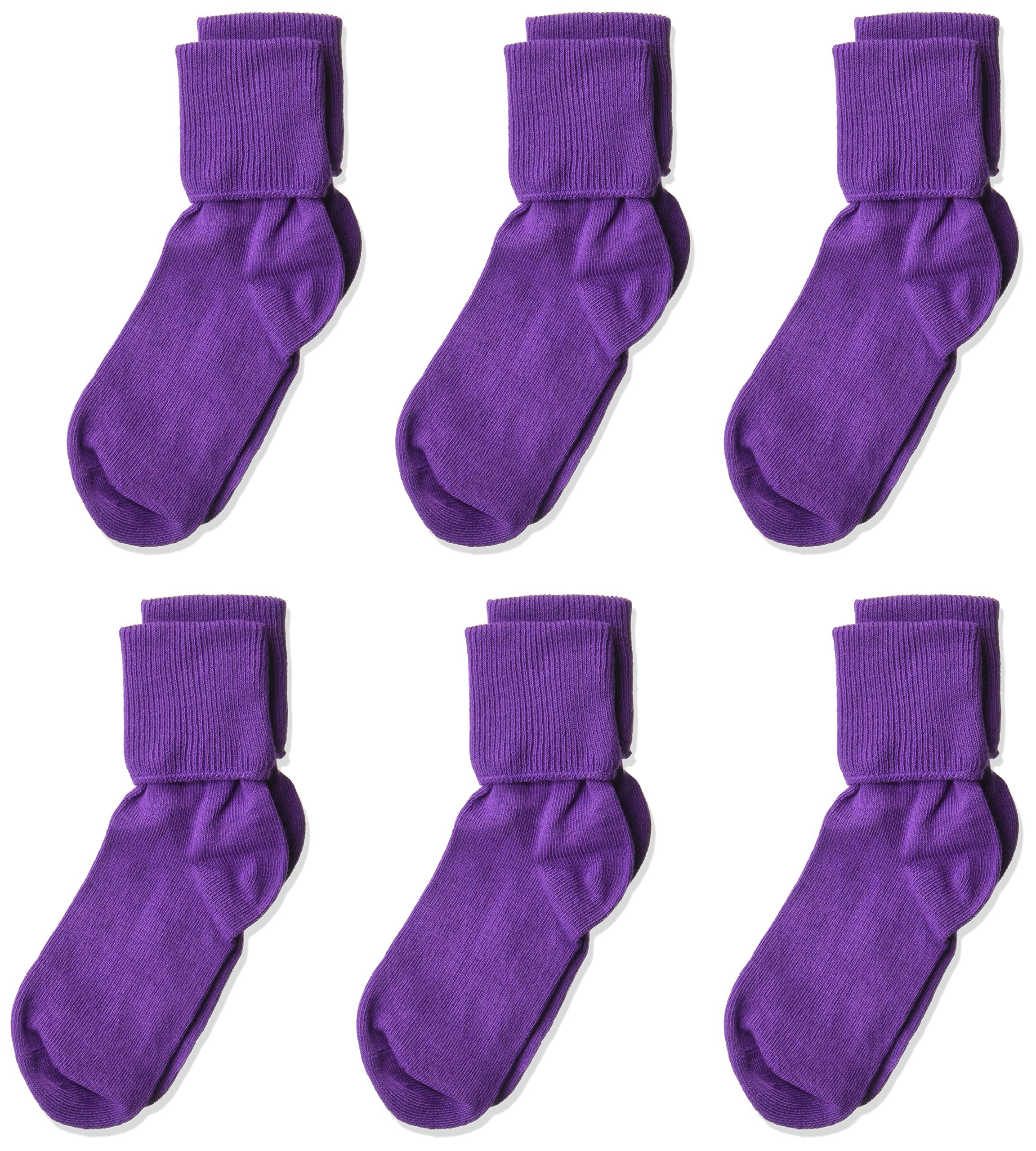 Jefferies Seamless Turn Cuff Socks for Girls 2-6X - 6 Pack Soft Cotton Ankle Socks for School, Play & Everyday Comfort