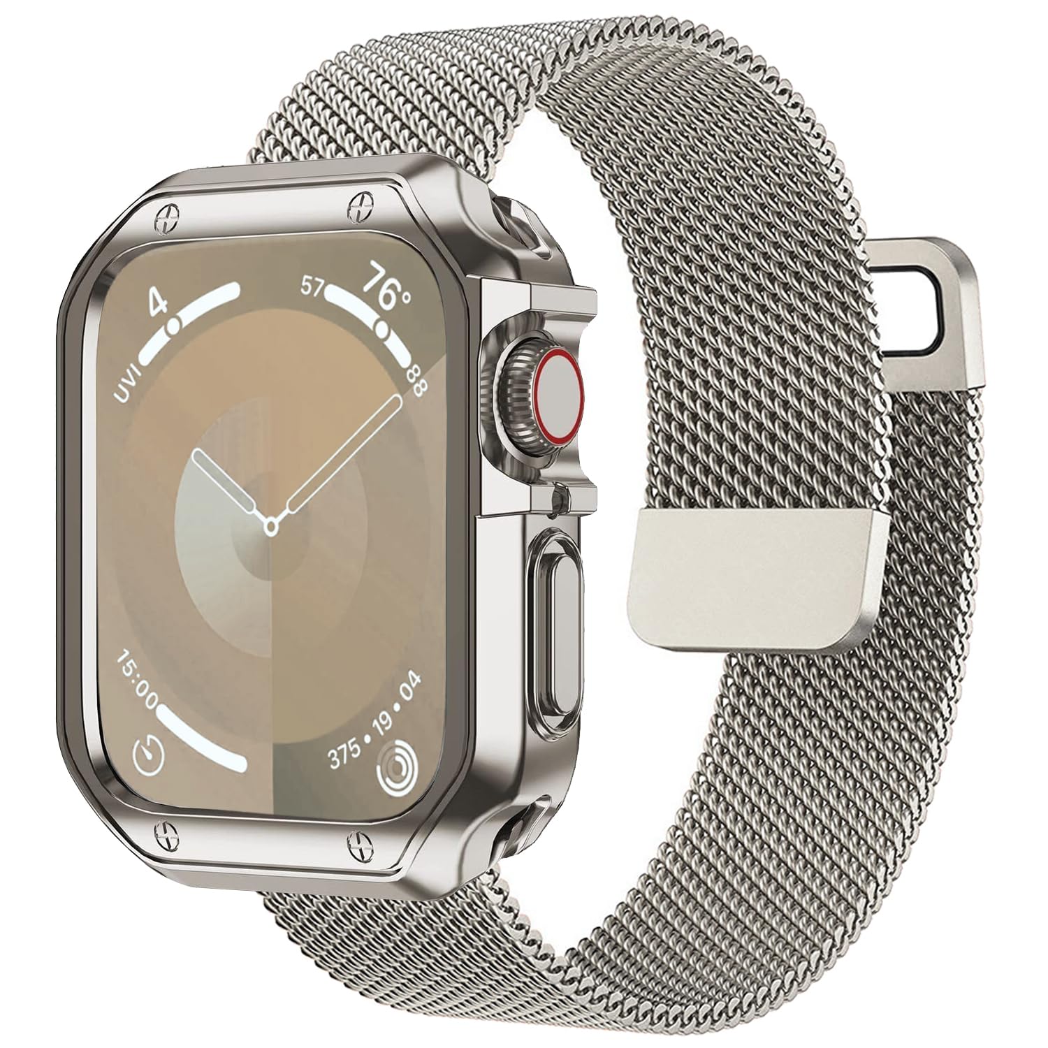 2-in-1 Stainless Steel Magnetic Loop Band & TPU Bumper Case for Apple Watch Ultra/SE/Series 9/8/7/6/5/4/3/2/1 - Durable Replacement Strap for Men & Women - Perfect for Workouts, Daily Wear & Outdoor Activities