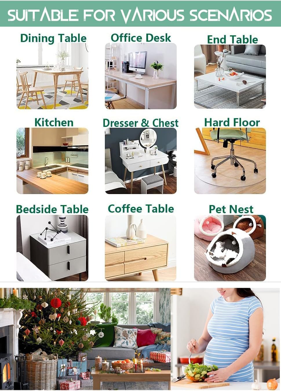 42X102 Inch Clear PVC Table Protector - Waterproof Vinyl Tablecloth for Dining Room, Coffee Table, Entryway & Desktop - Durable Plastic Table Cover Pad for Furniture Protection (Ideal for Family Gatherings, Parties & Daily Use)