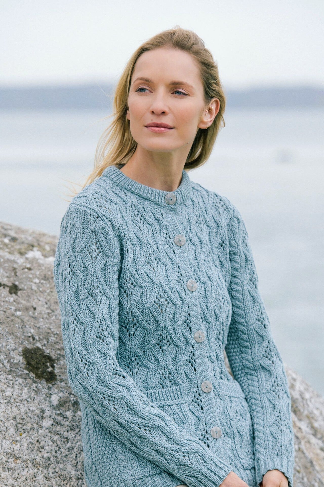 Killiney Lace Style Lumbar Cardigan for Women - Elegant Open Front Sweater with Lace Trim (2 Colors) - Perfect for Office Wear, Date Nights & Spring Layering