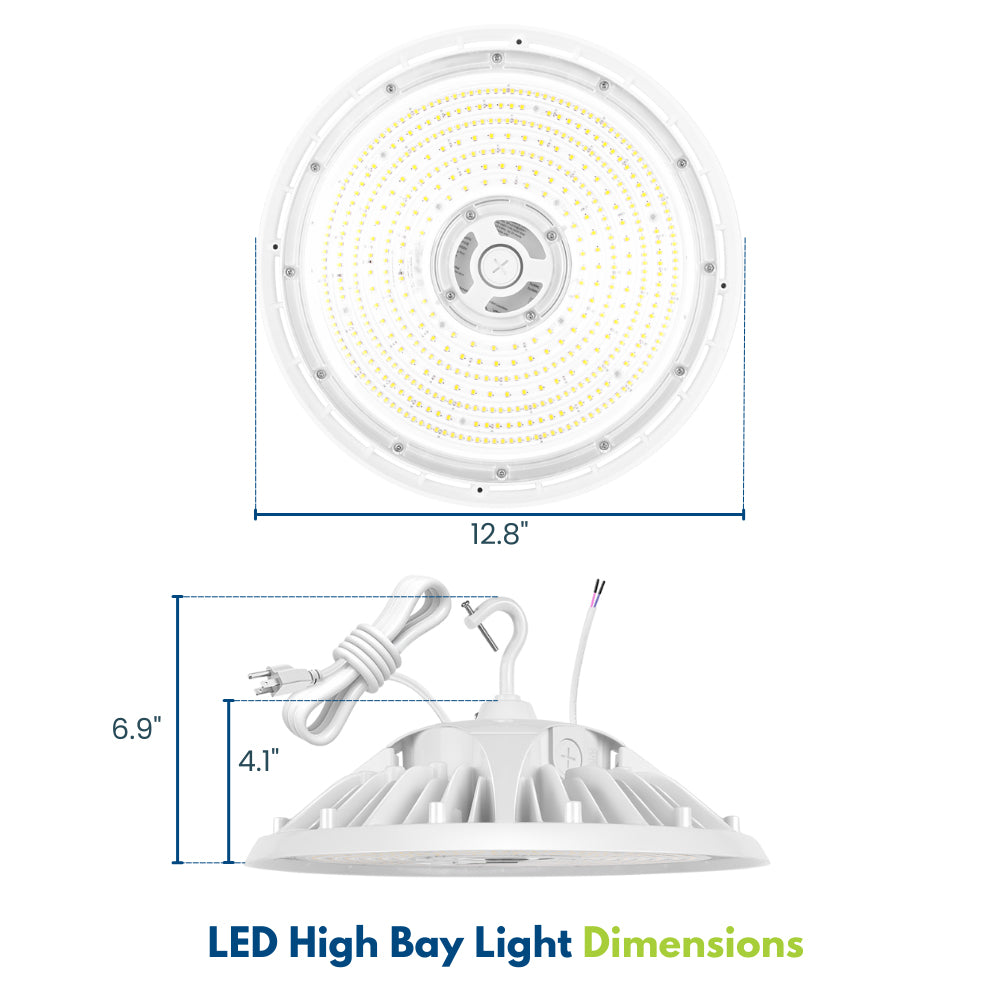 MAX Round LED High Bay Light - 240W/200W/180W Selectable, 36000 Lumens, 5000K Daylight White, 1000W Equivalent - Perfect for Warehouses, Factories, and Commercial Spaces