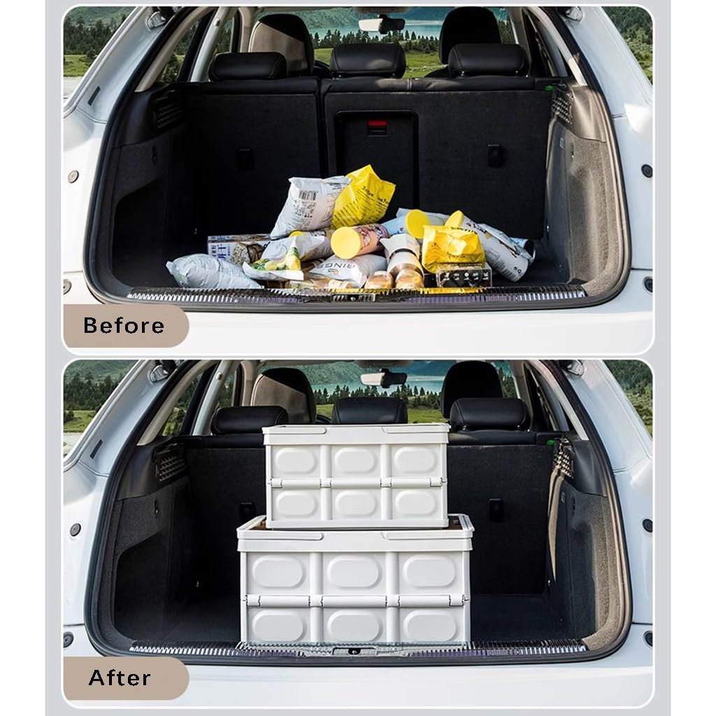 FLTRGO 50L Collapsible Storage Box with Wood Lid - Heavy Duty Folding Organizer for Camping, Picnic, Home & Closet - Portable Storage Solution for Outdoor Adventures & Indoor Organization
