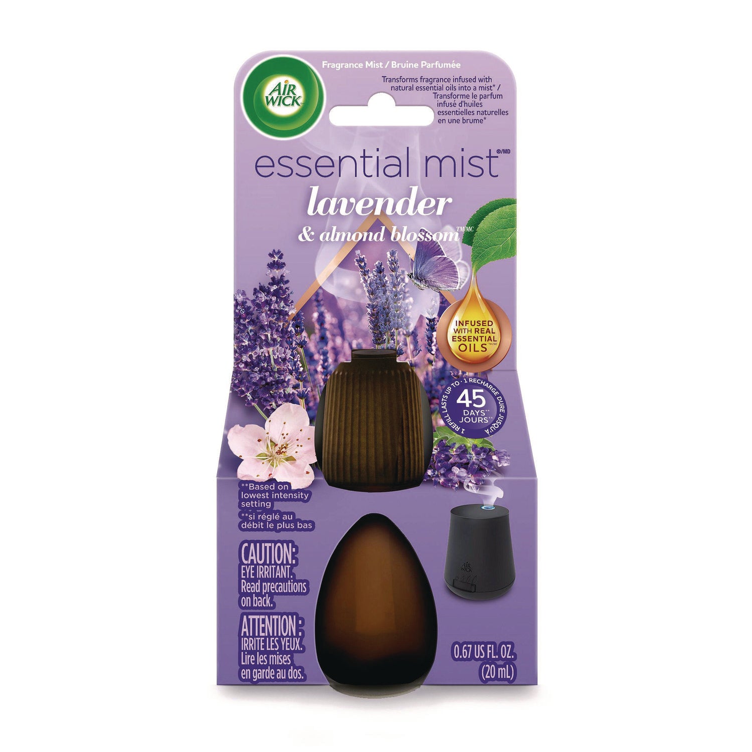 Air Wick Essential Mist Refill - Lavender & Almond Blossom Scent (0.67 oz) | Home Fragrance Oil Diffuser | Perfect for Bedroom, Bathroom & Living Room Aromatherapy