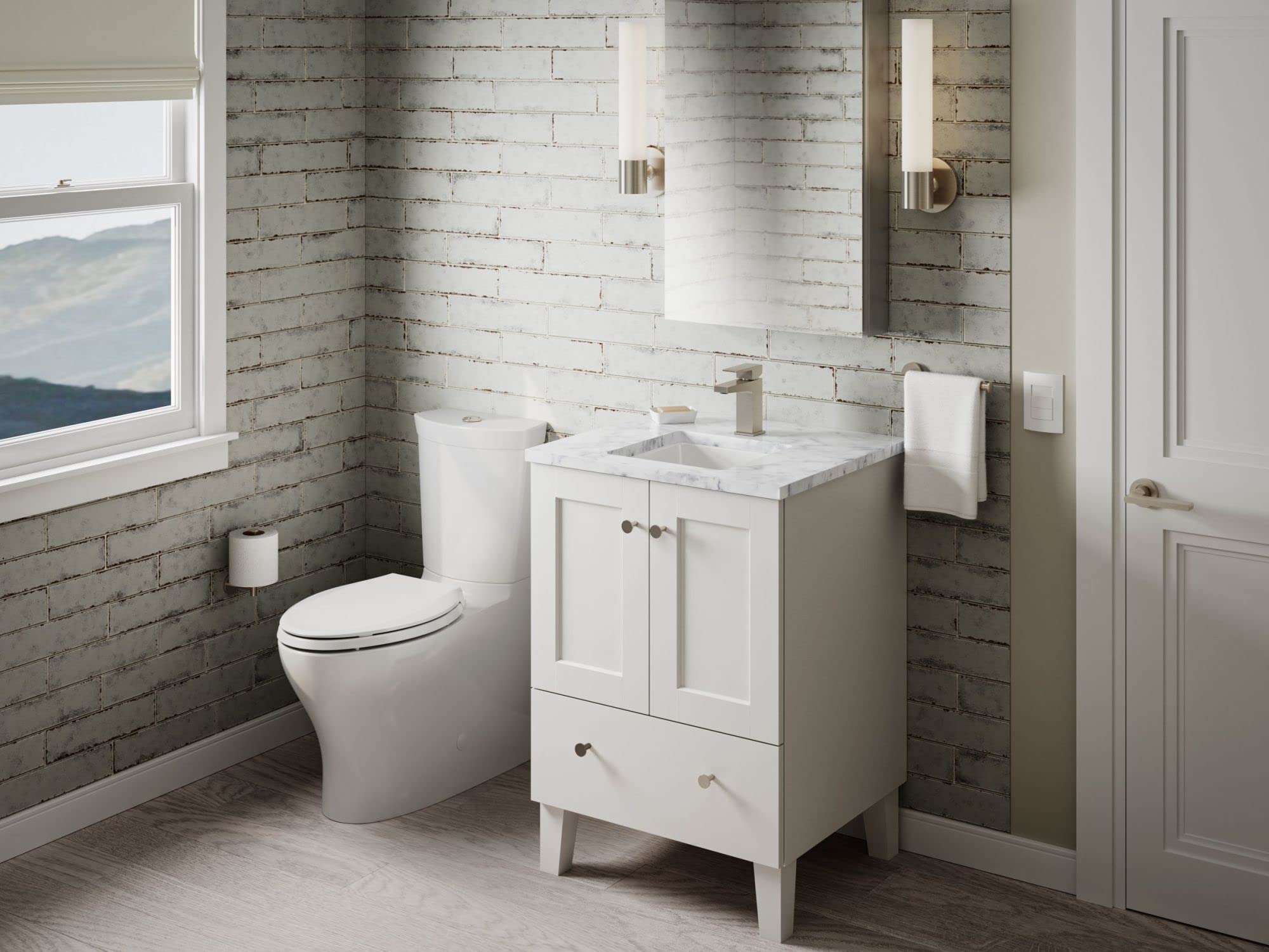 Kohler 8188-7 Black Bathroom Sink - Modern Drop-in Porcelain Basin for Bathroom Vanity, Powder Room & Guest Bath Installation