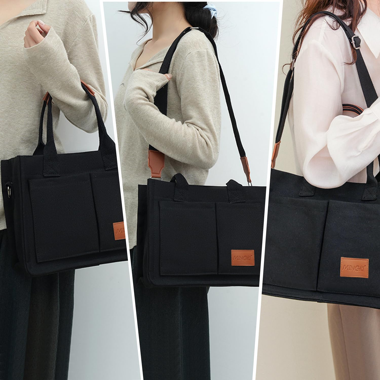 Stylish Canvas Tote Bag for Women with Pockets - Perfect for Work & Travel