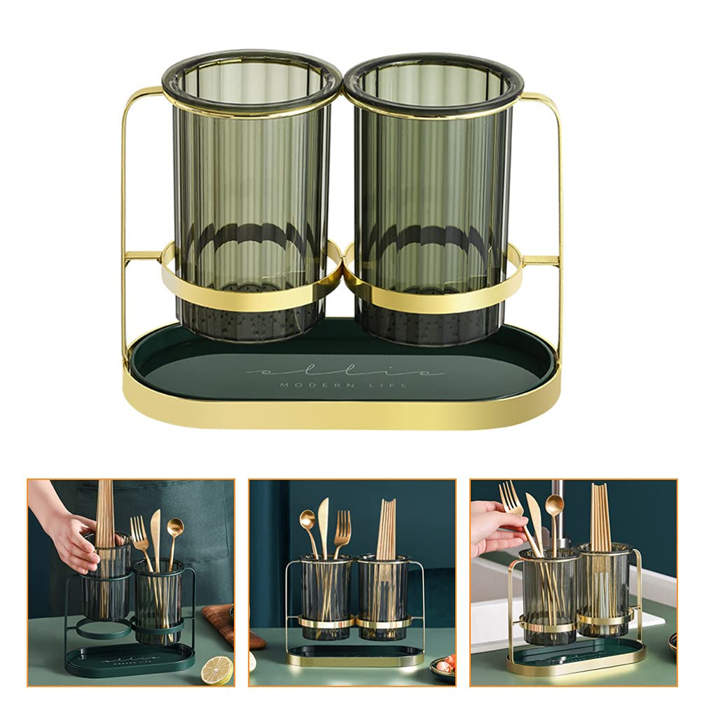 DOITOOL Kitchen Utensil Holder - Countertop Draining Rack for Chopsticks, Spoons & Cooking Tools | Sink Organizer with Drainage | Perfect for Kitchen Counter, Sink Side & Cooking Space Organization