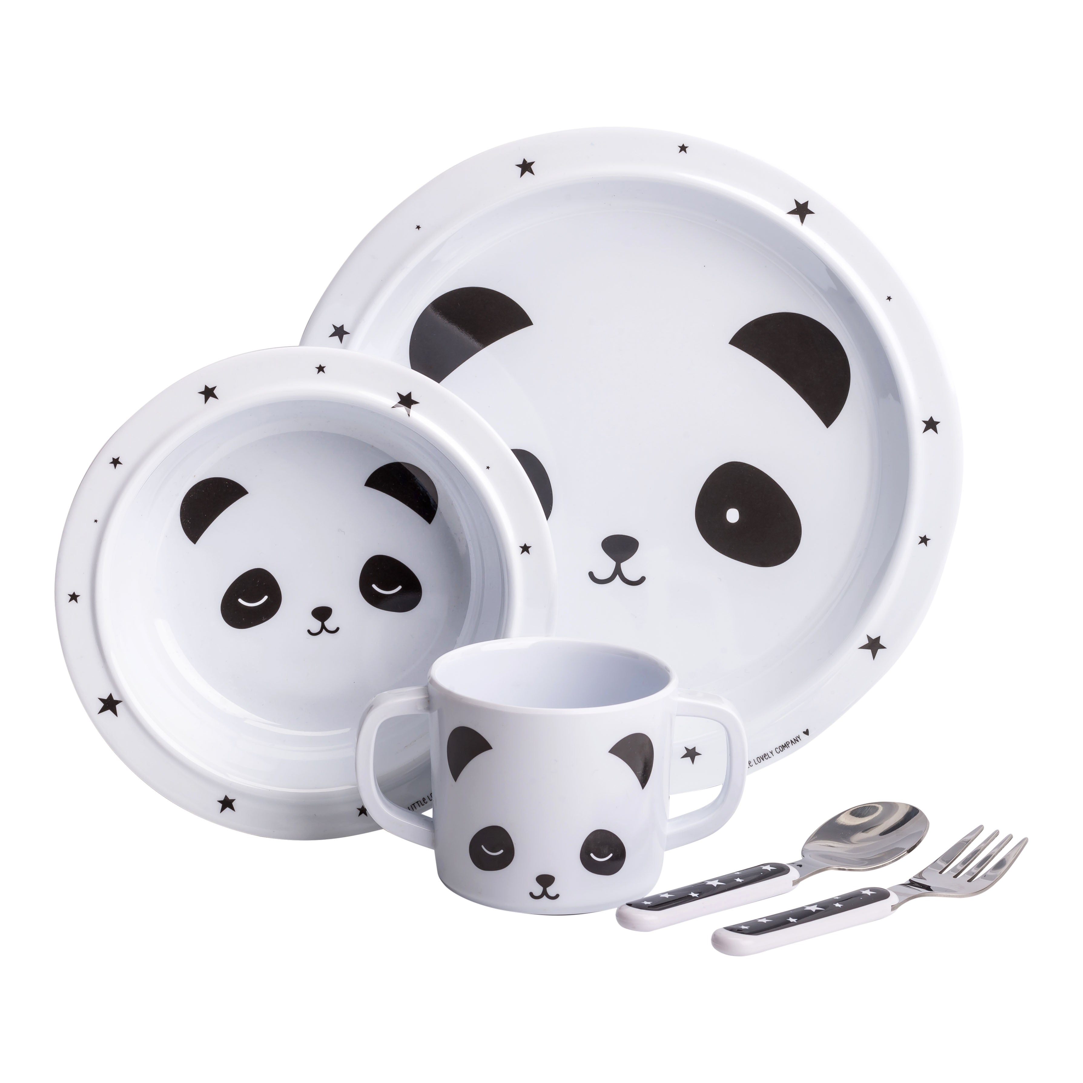 Cute Panda Dinner Set for Kids - 12-Piece BPA-Free Plastic Tableware with Plate, Bowl, Cup & Utensils - Perfect for Birthday Parties, Picnics & Family Meals