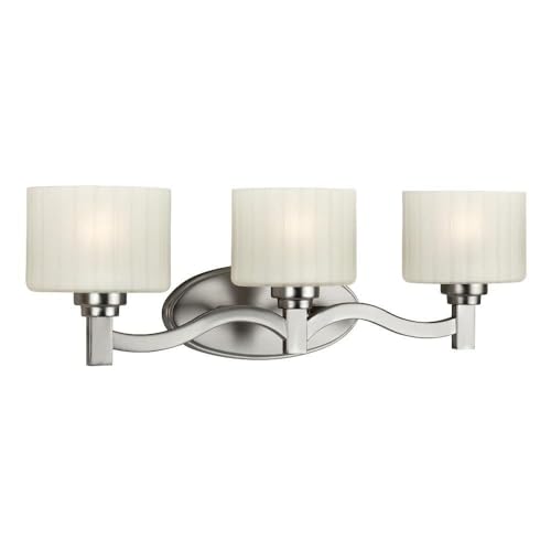3-Light Bathroom Vanity Light Fixture in Brushed Nickel - Modern LED Bath Bar for Bathroom, Vanity, and Makeup Area Lighting