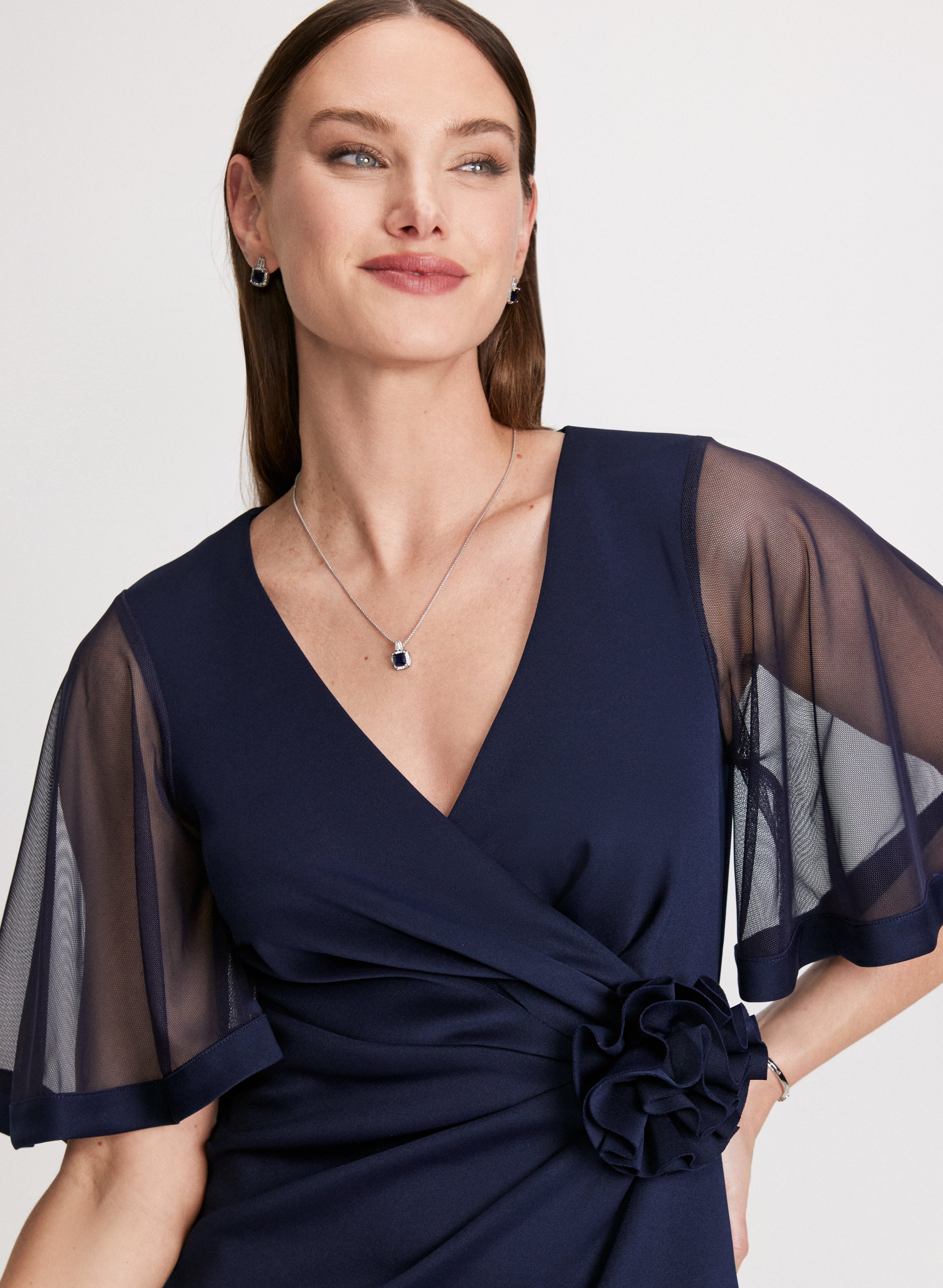 Elegant Chiffon Flutter Sleeve Cocktail Dress for Women - Perfect for Evening Parties, Weddings & Special Occasions