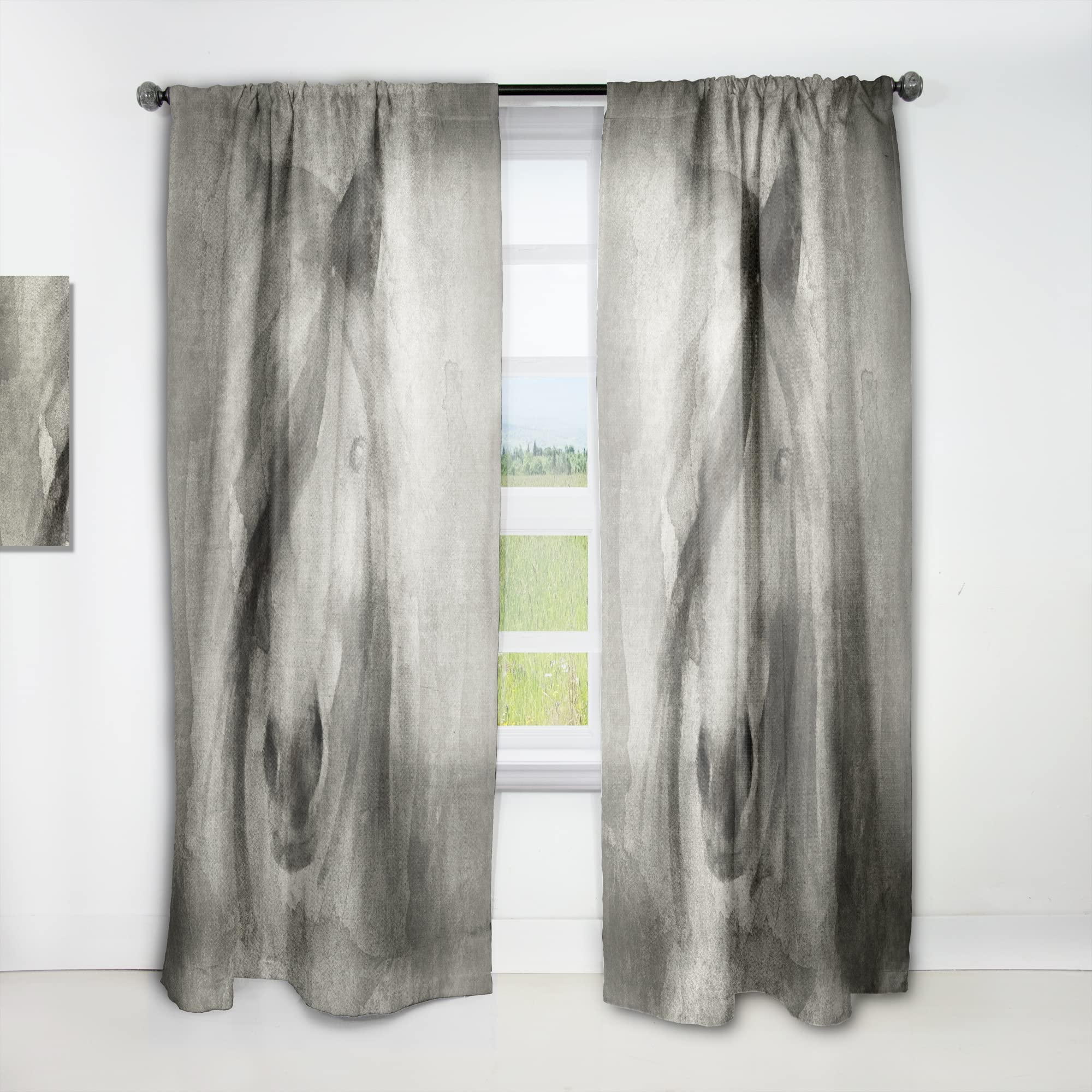 Farmhouse Horse Vintage Curtains - Thermal Insulated Blackout Drapes for Bedroom & Living Room - 52x120 Inch Single Panel Window Treatment - Perfect for Rustic Home Decor & Sun Protection
