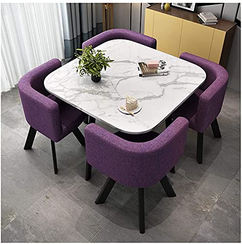**Elegant Marble Dining Table and Chair Set - 4-Piece Modern Kitchen & Living Room Furniture for Small Spaces, Balcony, Coffee Table Combo - Perfect for Home Dining & Entertaining**