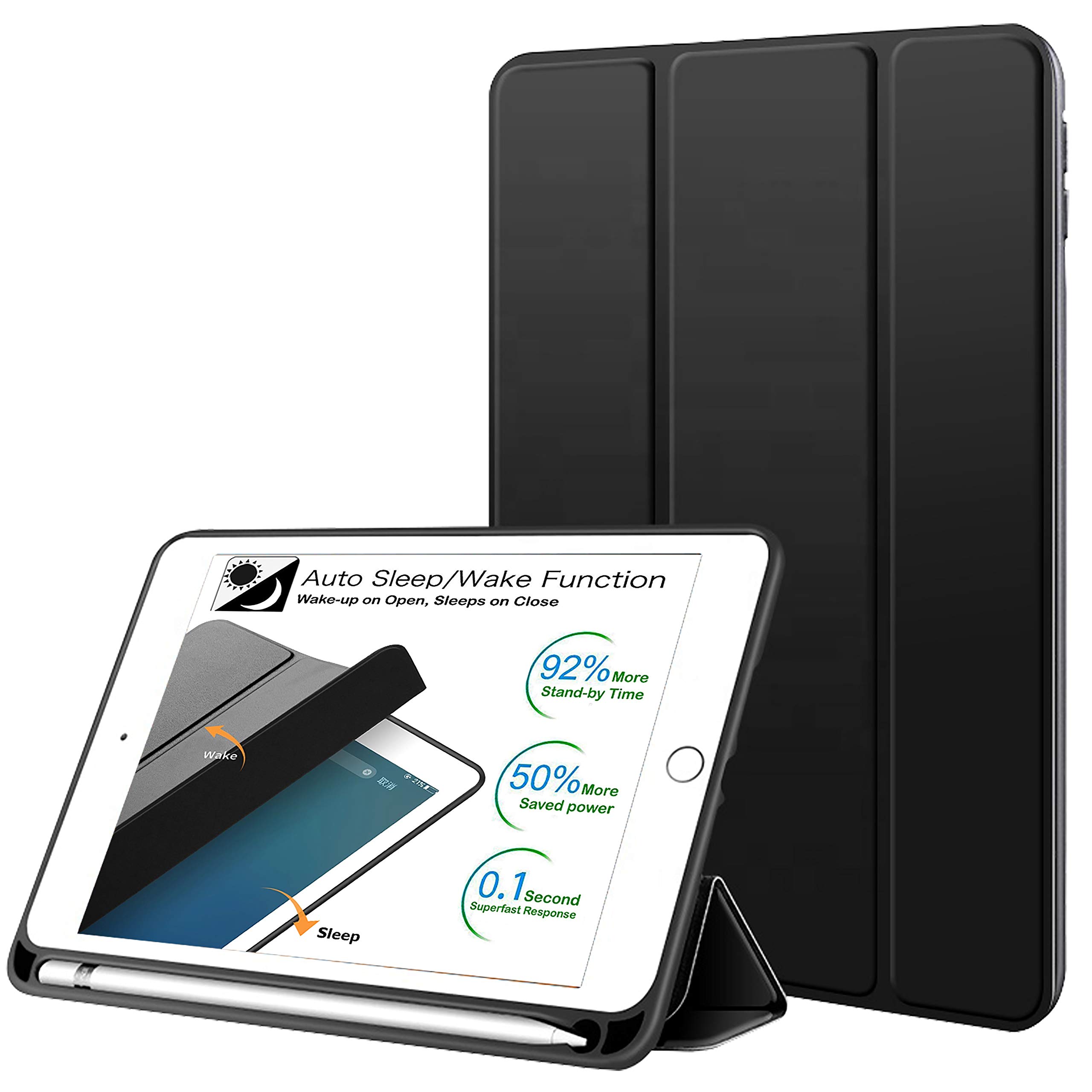 Durable Shockproof iPad Air 5th/4th Generation Case (2022/2020 Model) 10.9 Inch - TPU Silicone Protective Cover with Apple Pencil Holder - Perfect for Work, Travel & School - Black