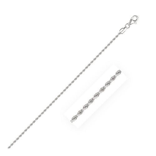 2.0mm 14K White Gold Solid Diamond Cut Rope Chain Necklace 30 Inch - Elegant Jewelry for Women, Perfect for Gifts, Parties & Special Occasions