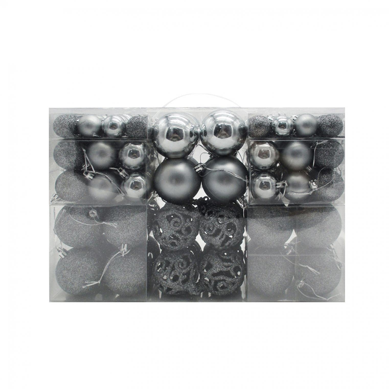 100-Piece Christmas Tree Ornament Balls Set - 4 Styles (Hollow, Glitter, Matte, Shiny) - Shatterproof Holiday Decorations for Xmas, Weddings & Parties - Includes Hooks - Perfect for Home, Office & Event Decor