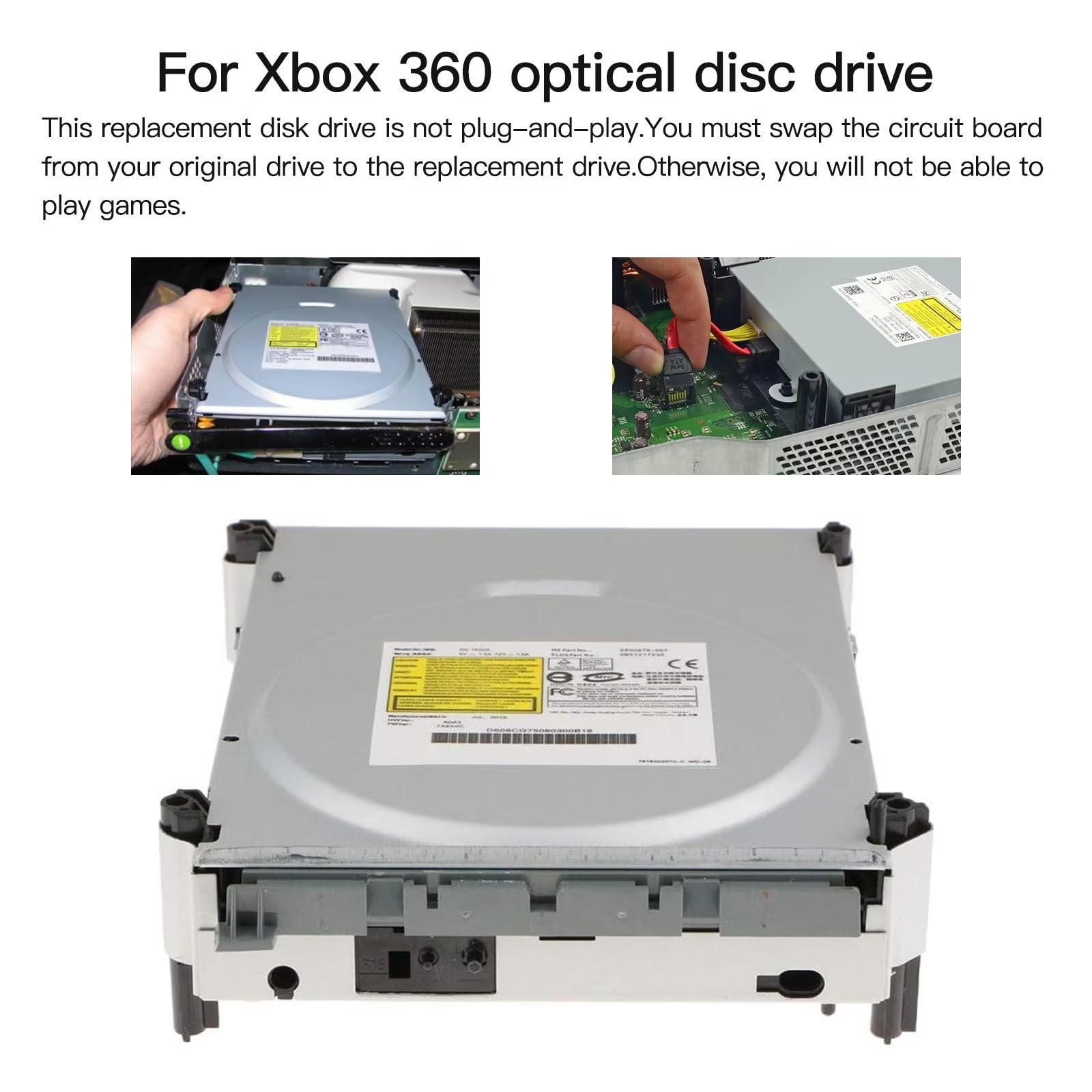 Original Lite-On DG-16D2S(-09C) DVD Drive Replacement for XBOX 360 Console - Compatible with All XBOX 360 Models - Perfect for Game Disc Reading & System Updates