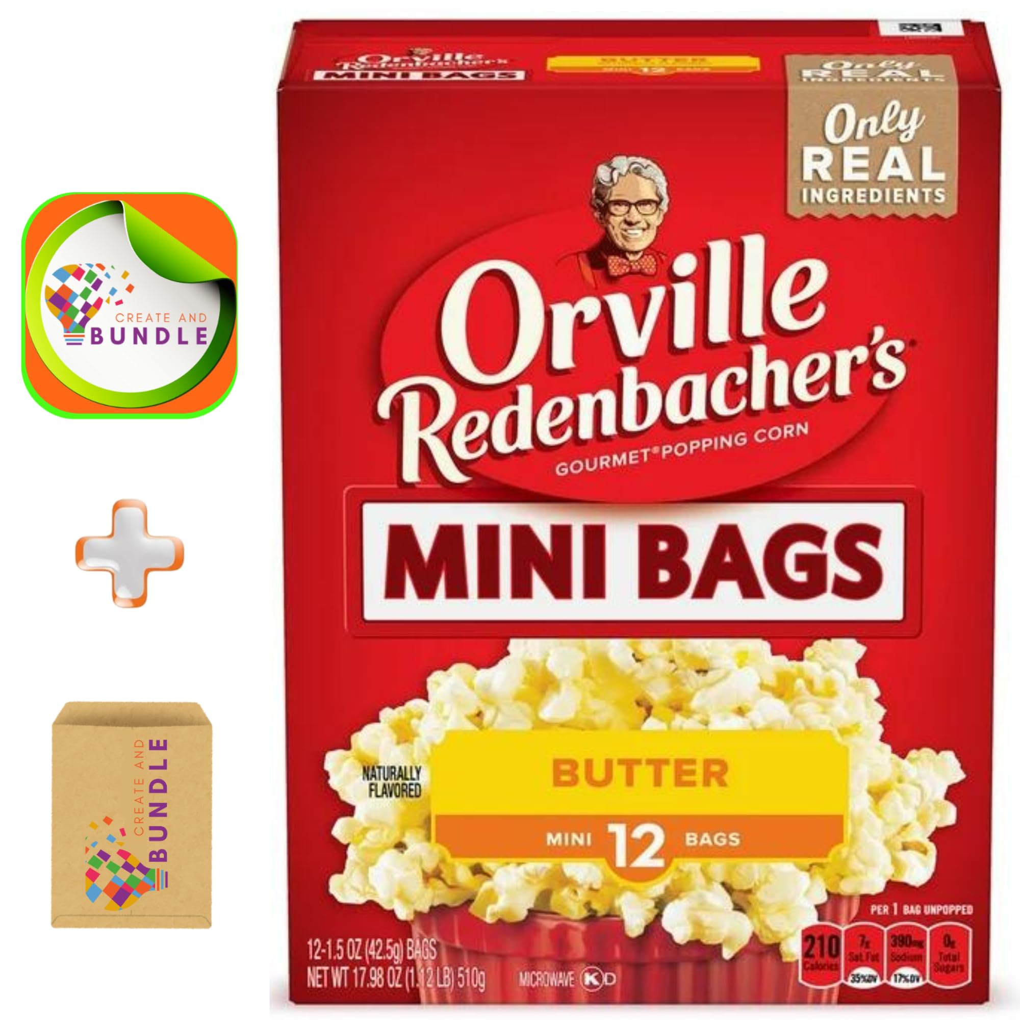 Orville Redenbacher's Butter Microwave Popcorn - 12 Mini Bags (1.5 oz Each) | Perfect for Movie Nights, Office Snacks & School Lunches | Includes Free Sticker