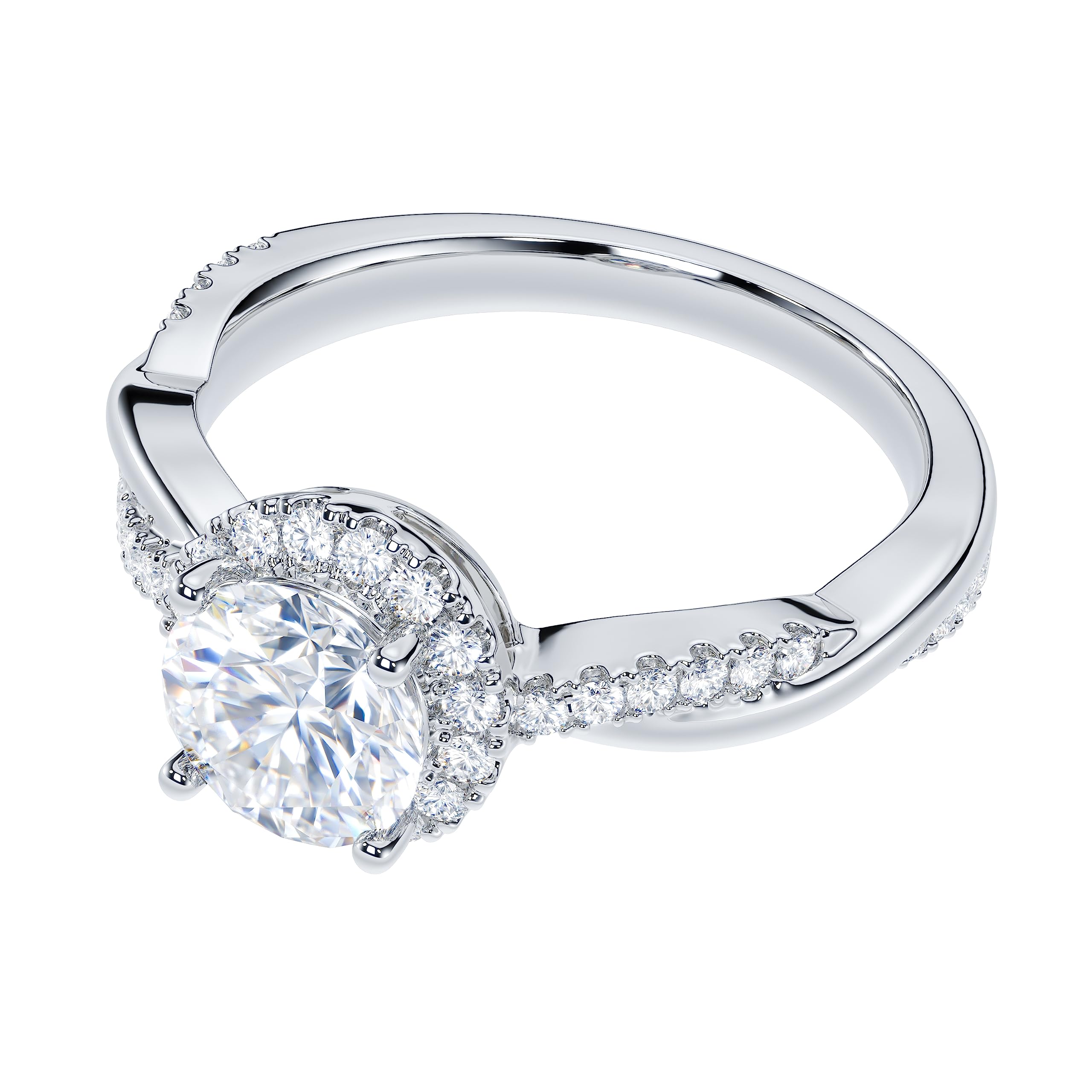 Sterling Silver Petite Twisted Vine 1CT Round Brilliant Cut Genuine Moissanite Halo Engagement Ring & Promise Ring for Women | Perfect for Proposals, Anniversaries & Special Occasions