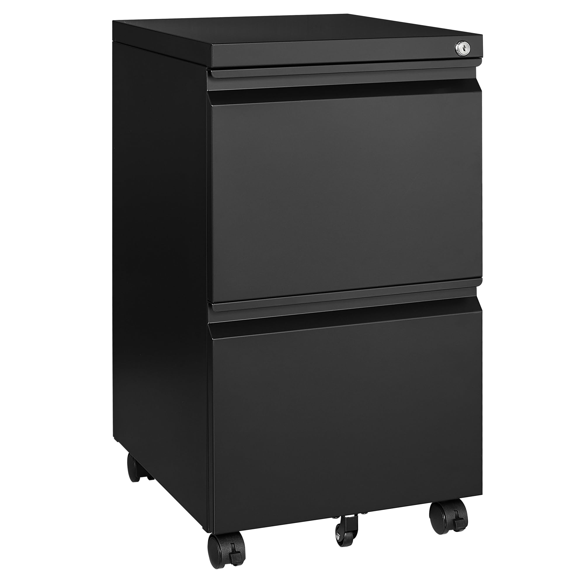 Letaya 2-Drawer Mobile File Cabinet with Lock - Under Desk Metal Rolling Storage Organizer for Home & Office - Holds Letter/Legal/A4 Files (Black, No Assembly Required) - Perfect for Small Spaces & Clutter-Free Workspaces