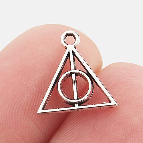100Pcs Small Deathly Hallows Symbol Charms - 13mm Handmade Jewelry Pendants & Beads for DIY Necklaces, Bracelets, Earrings - Perfect for Harry Potter Fans & Craft Projects