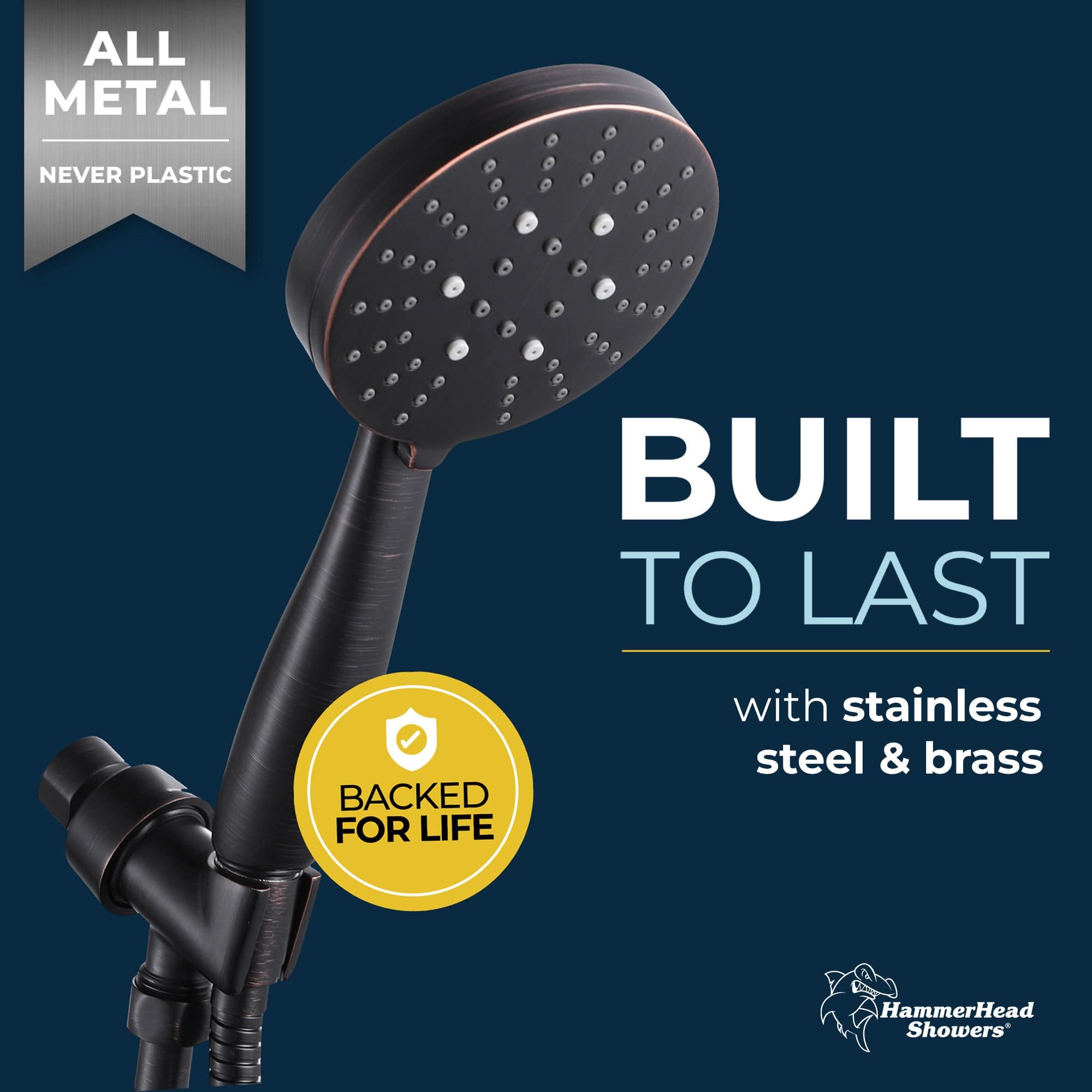 Premium All-Metal 3-Spray Handheld Shower Head with 5ft Hose - 2.5 GPM Water Saving - Adjustable Rainfall, Massage & Mist Modes - Perfect for Bathroom, Spa & Relaxation
