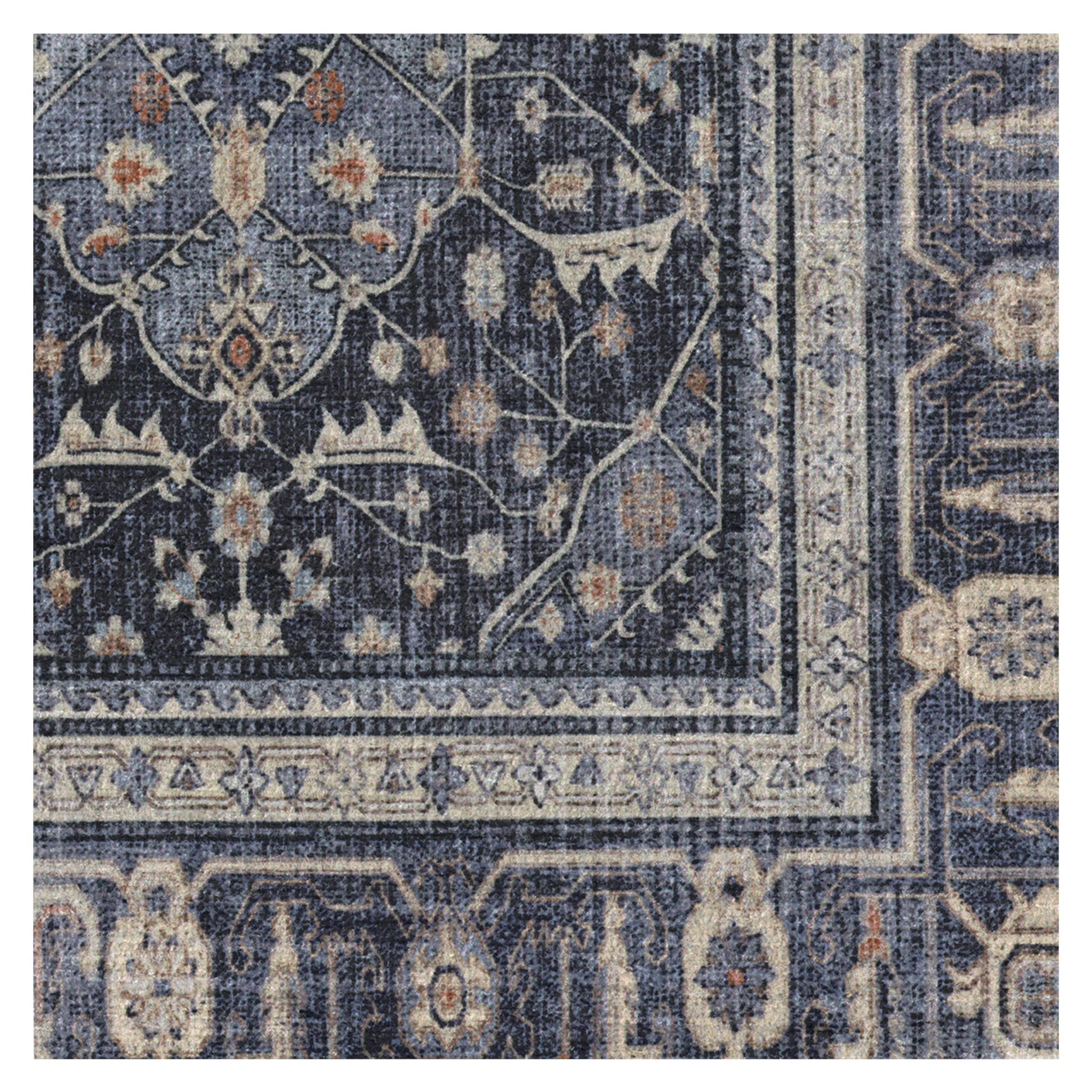 Ruggable Washable 3x5 Area Rug - Alessia Dusk Blue | Premium Non-Slip Rug for Living Room, Bedroom, Kitchen, Office & Classroom | Includes Gripper Pad | Perfect for High-Traffic Areas & Pet-Friendly Homes