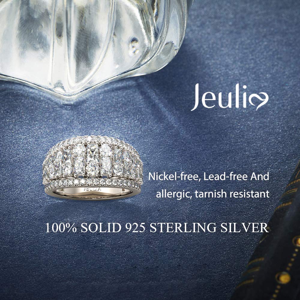 Jeulia 925 Sterling Silver CZ Diamond Band Ring for Women - Wedding, Engagement, Anniversary, Promise Ring - Elegant Bridal Jewelry Set for Everyday Wear & Special Occasions