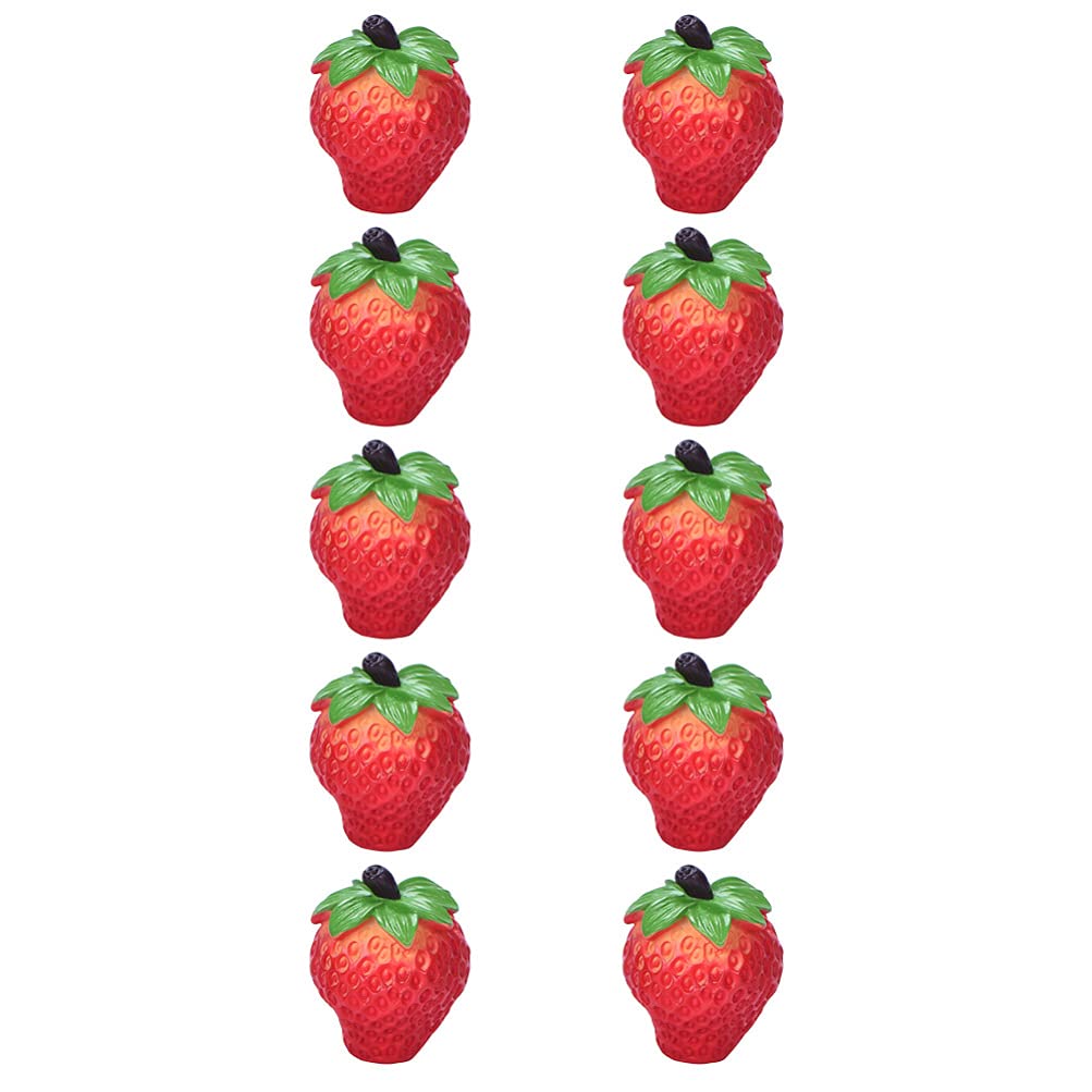 DOITOOL 10pcs Realistic Resin Strawberry Miniature Fruit Models - Artificial Fruit Decor for Home, Garden & Photo Props | Perfect for DIY Crafts, Table Centerpieces & Party Decorations