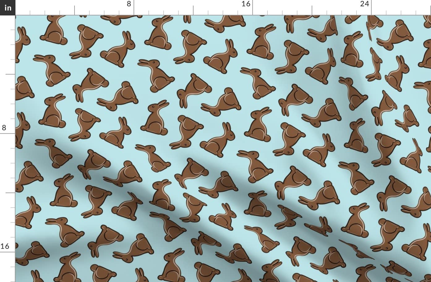 Easter Bunny Chocolate Boy Blue Printed Denim Fabric by The Yard - Bottomweight Cotton for Apparel, Home Decor & Upholstery | DIY Easter Crafts, Kids Clothing, Throw Pillows & Curtains