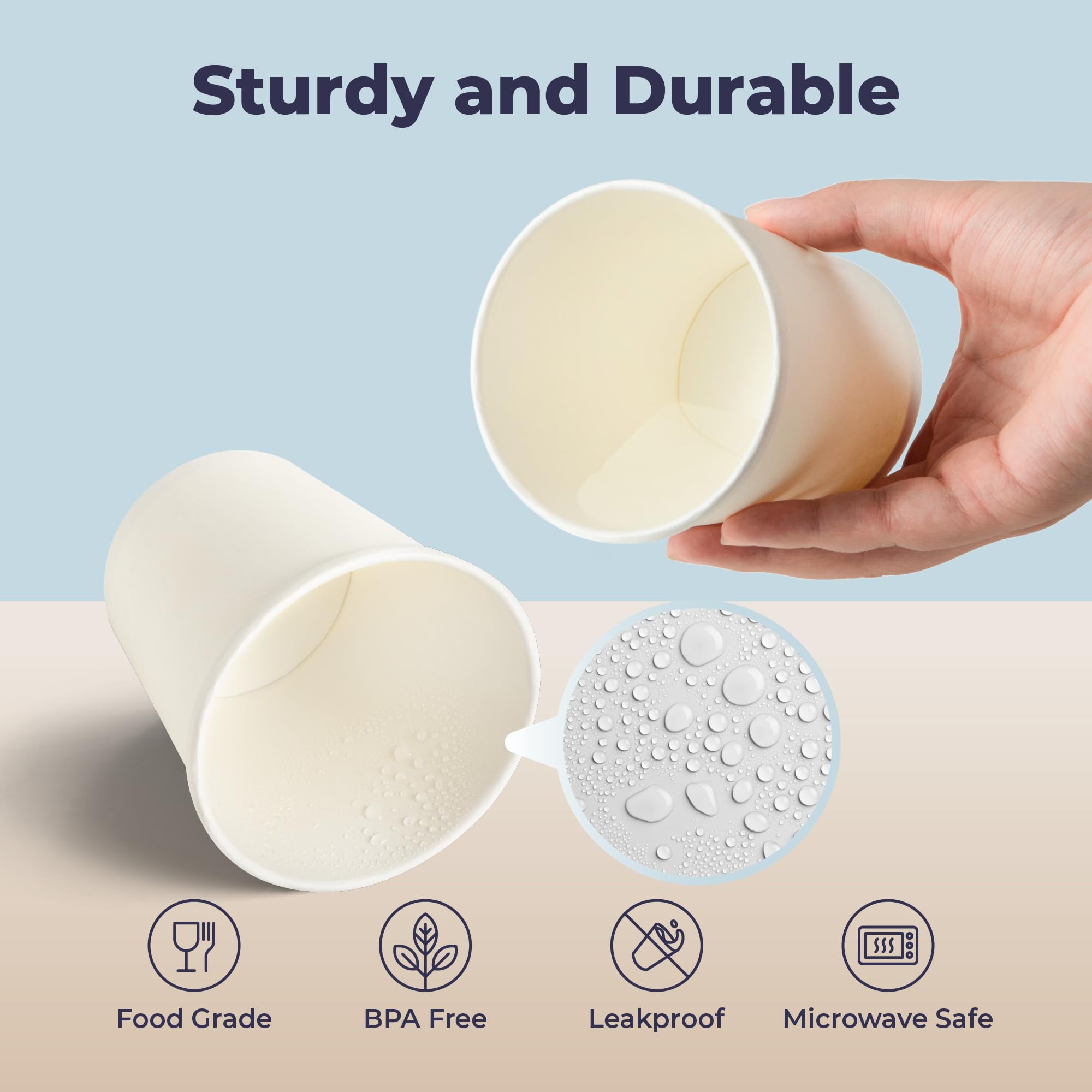 250 Pack 8 oz White Disposable Paper Soup Containers with Lids - Leakproof Hot/Cold Food Storage for Restaurants, Takeout, Meal Prep, Ice Cream, Salads, Stews & Frozen Yogurt - Perfect for Catering, Food Trucks & Home Use