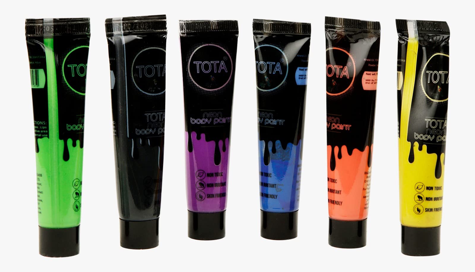 Non-Toxic Face & Body Paint Set - 6 Vibrant Colors (White, Yellow, Orange, Green, Blue, Pink) for Parties, Halloween, Holi Festival & UV Glow Events | Safe for Kids & Adults | Perfect for Costume Parties, Festivals & Nighttime Celebrations