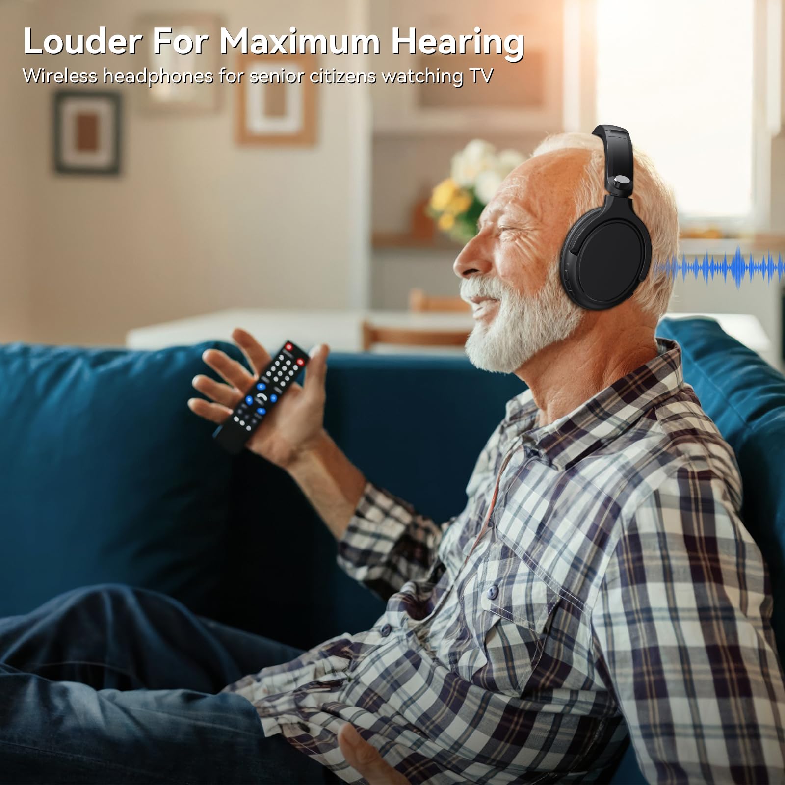 **Wireless TV Headphones for Seniors – Bluetooth 5.0 Over-Ear Headset with 65-Hour Battery Life, No Audio Delay, Universal TV Compatibility & Charging Base – Perfect Gift for Elderly & Parents (Ideal for Watching TV, Movies & Relaxing at Home)**