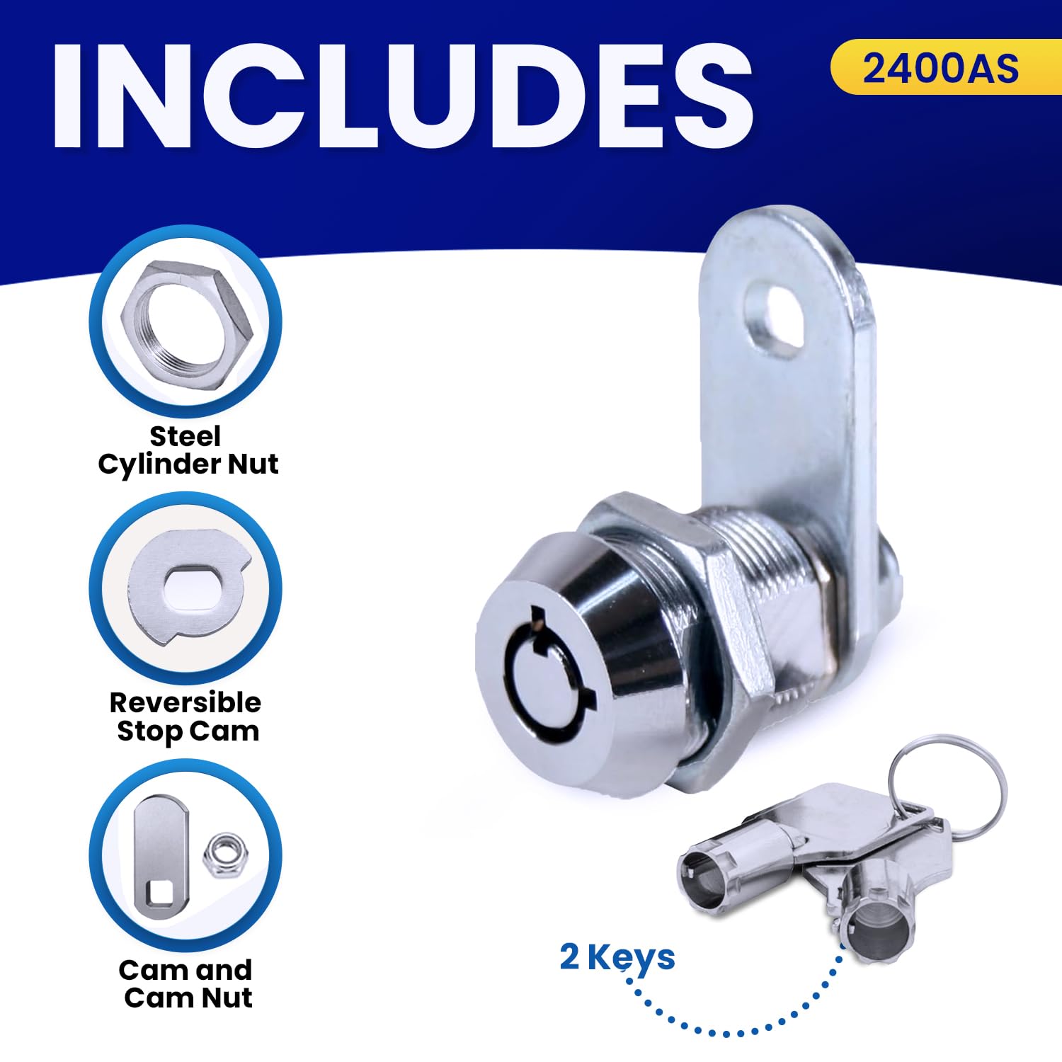 FJM Security MEI-2400AS-KA Tubular Cam Lock - Smart Home & Cabinet Security Solution | Baby Proofing Door & Drawer Lock | 5/8