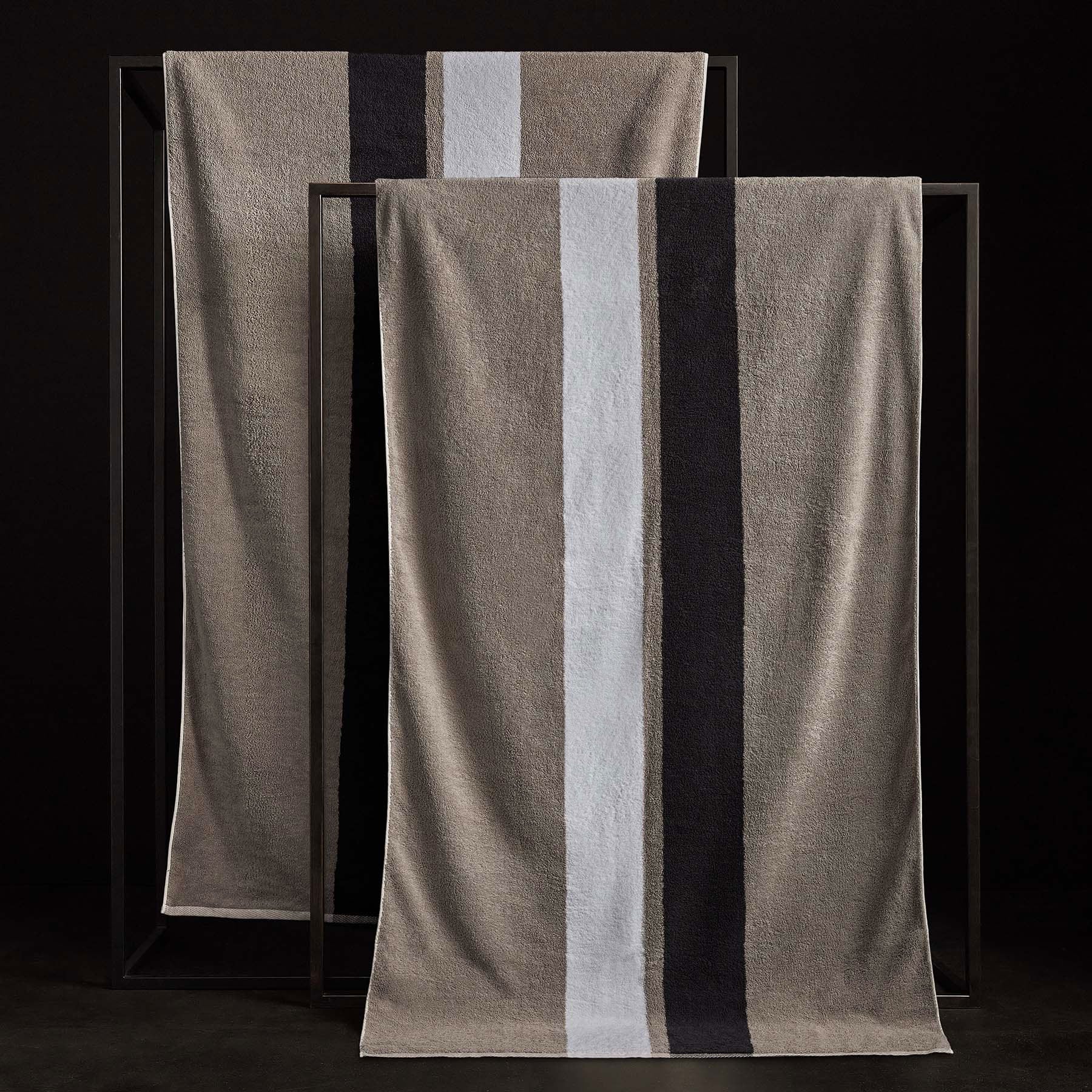 Premium Double Stripe Beach Towel - Soft & Absorbent, Grey/Optic White/Carbon - Perfect for Pool, Beach, Yoga & Travel
