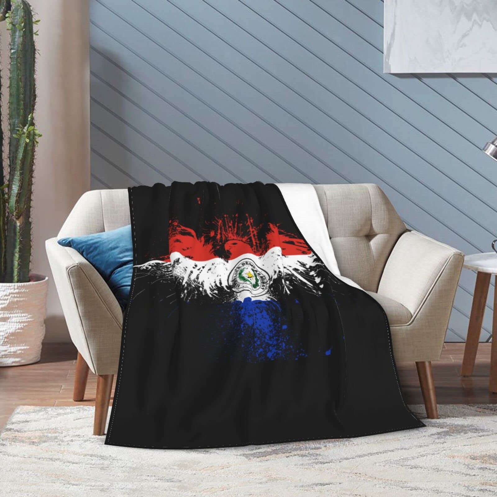 Premium HUFURI Eagle Paraguay Flag Flannel Fleece Throw Blanket - Ultra Soft & Cozy 80