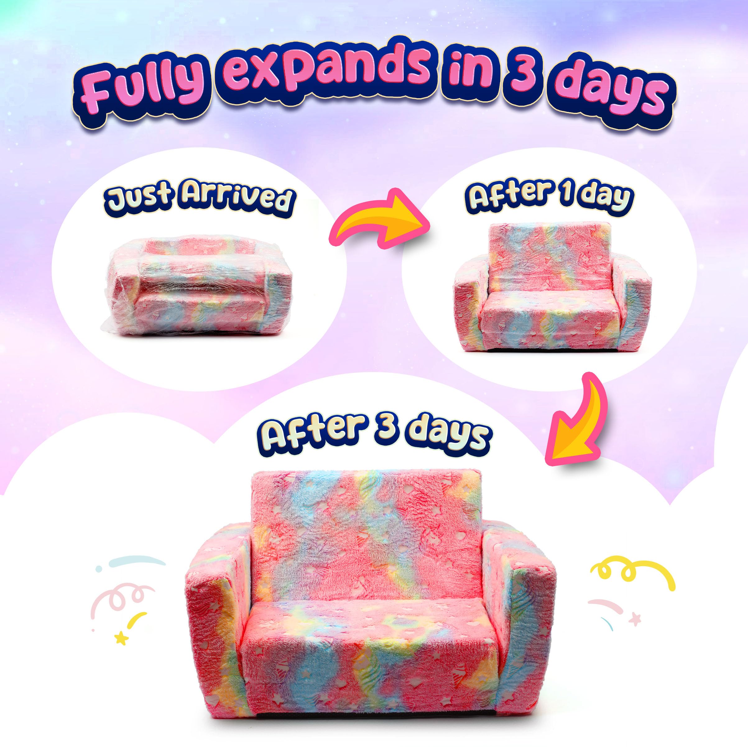 Toddler Couch for Kids - Foldable Sofa Bed & Comfy Lounge Chair for Boys and Girls | Perfect for Playroom, Nursery, or Kids' Reading Nook