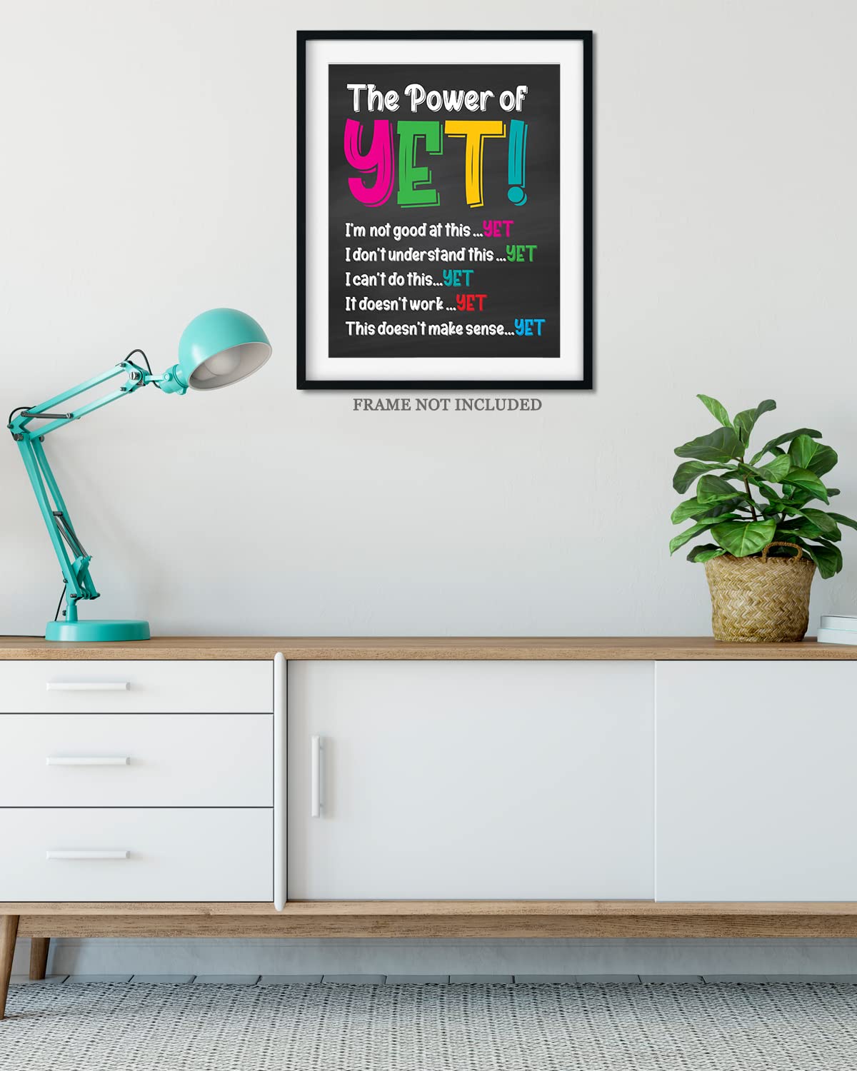The Power of Yet - Motivational Mental Health Wall Art for School Psychologists & Counselors - 16x20 Unframed Classroom Poster - Inspirational Decor for Counseling Offices, Teacher Supplies & Kids Bedrooms