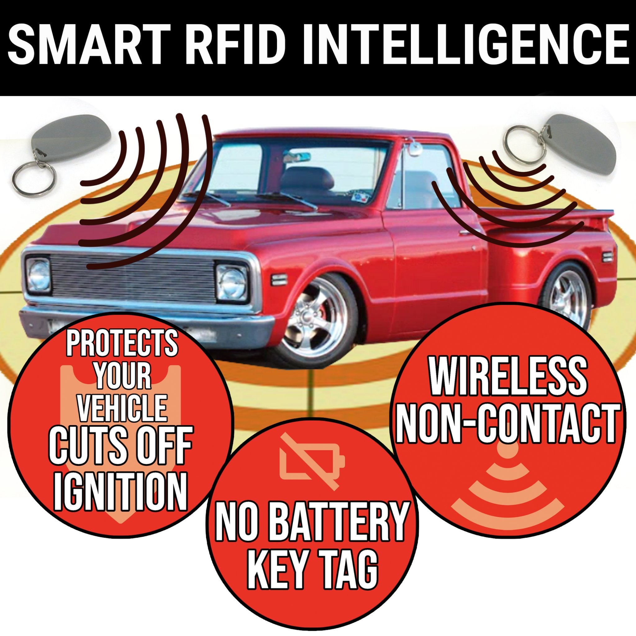 1903 Rambler Model E Illuminated Billet Push Button Engine Ignition Start 12V Kit with RFID Tag - Classic Car Restoration & Hot Rod Custom Upgrade Accessory