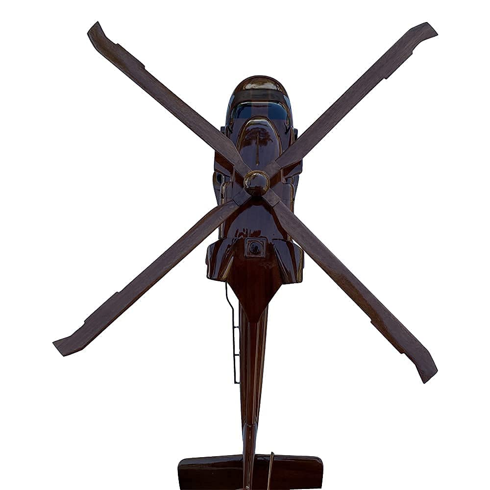 UH60 Blackhawk Helicopter Model - Mahogany Wood Desktop Display - Perfect for Military Enthusiasts, Office Decor & Gift Ideas