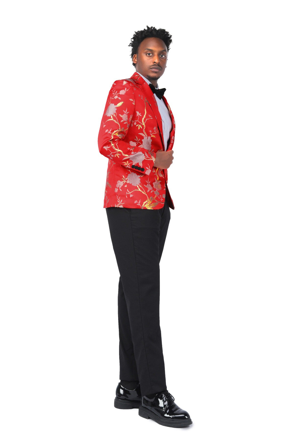 Stylish Men's Red Embroidered Blazer with Notched Lapel & Single Button Closure - Perfect for Weddings, Business Meetings & Formal Events