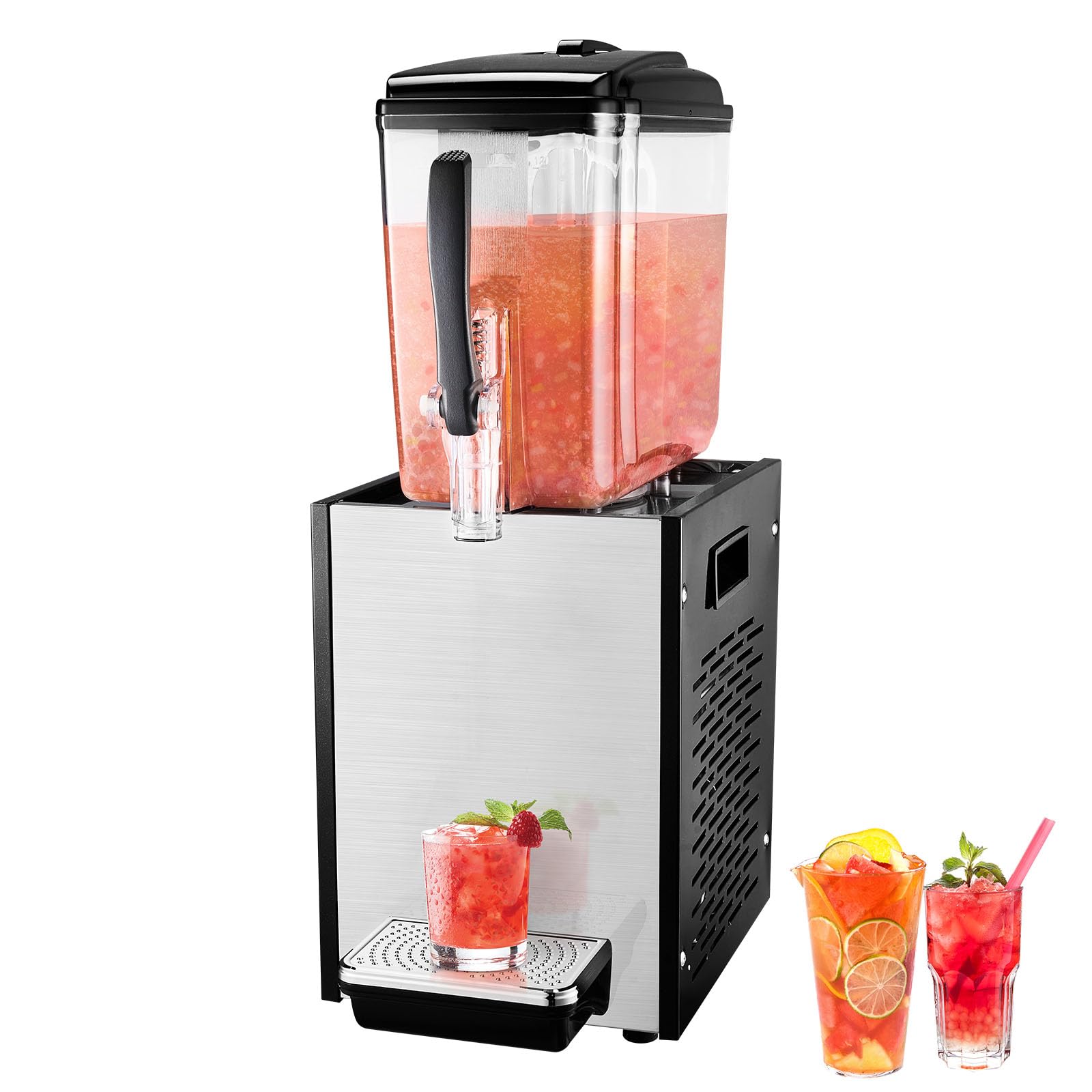 VEVOR 12L (12.7QT) Commercial Beverage Dispenser - 304 Stainless Steel Food Grade Juice & Iced Tea Machine with 45°F-54°F Cooling - Perfect for Restaurants, Bars, Parties & Catering Events - Cold Drink Dispenser for Lemonade, Iced Coffee & Cocktails