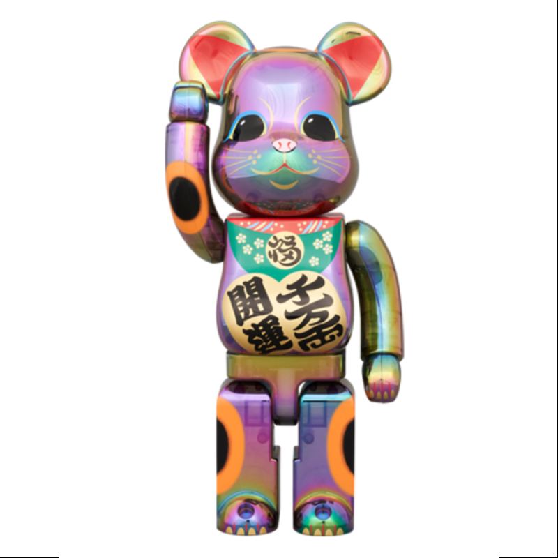Be@rbrick Lucky Cat Tokyo Solamachi Maneki Neko 400% & 100% Limited Edition 2024 - Japanese Lucky Charm Collectible Figure for Home Decor & Anime Fans