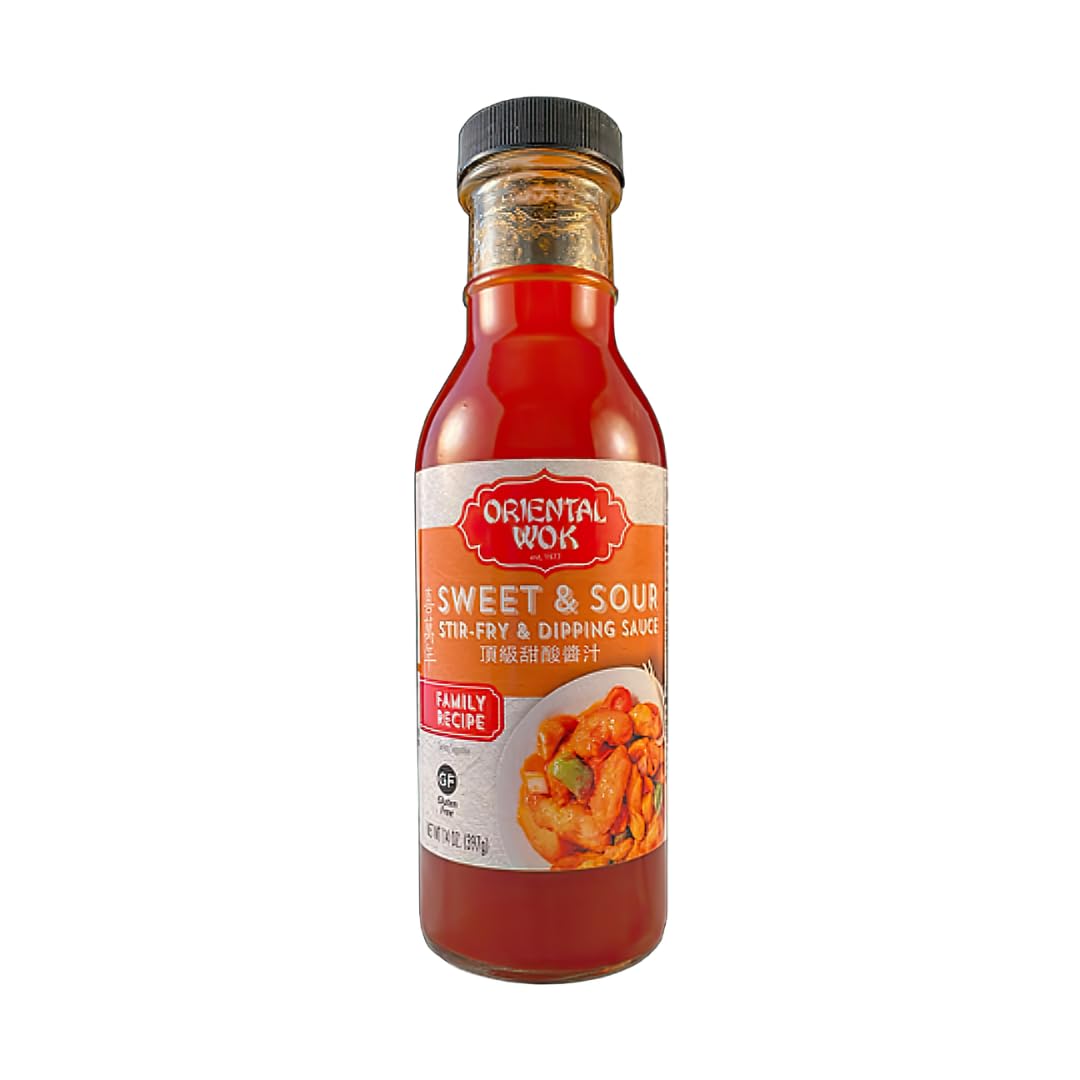 Oriental Wok Gourmet Sweet & Sour Sauce with Orange, Pineapple Juice, Apple & Ginger - 14 oz (1 Pack) - Perfect for Stir-Fry, Dipping & Asian Cuisine