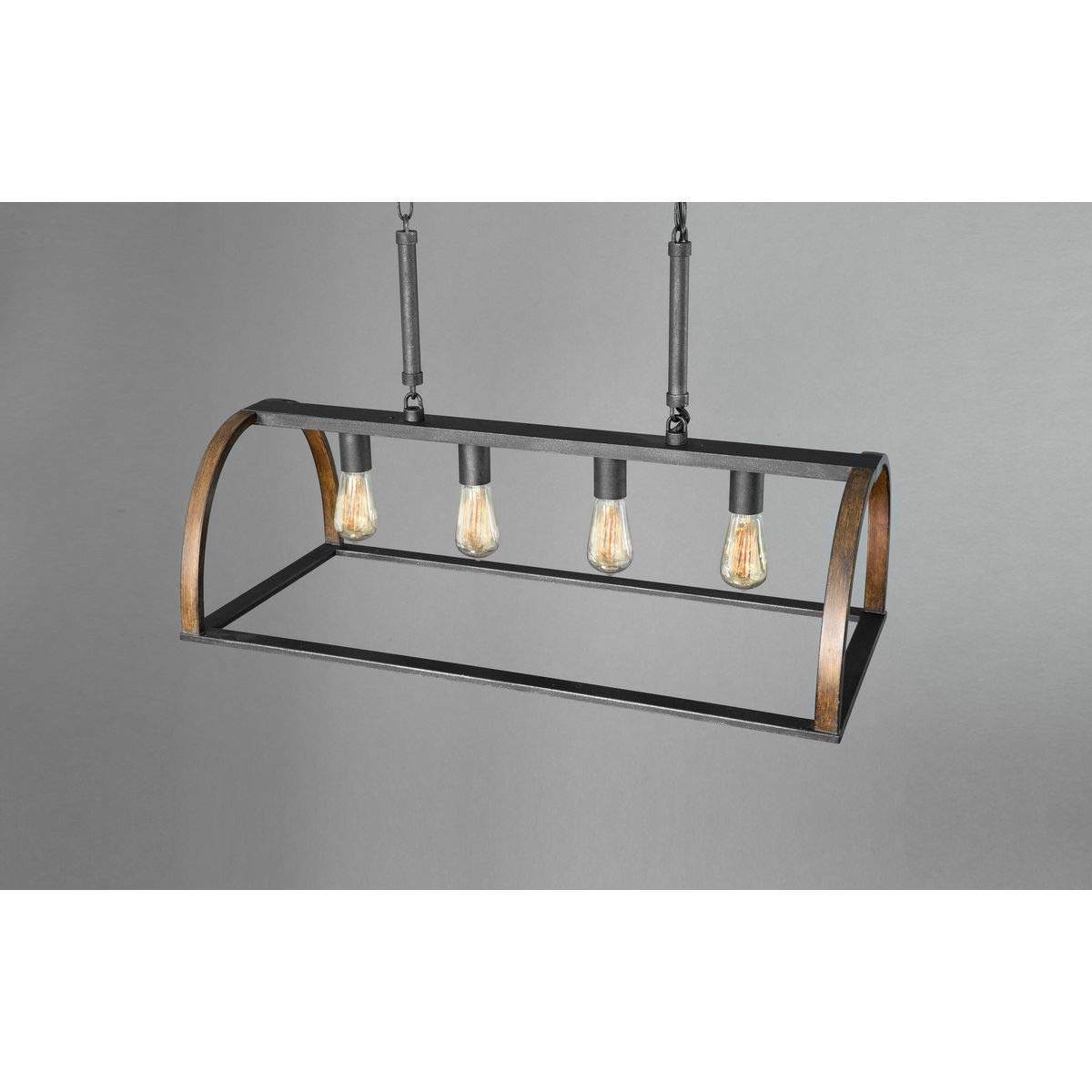 Trestle Collection 4-Light Farmhouse Chandelier - Gilded Iron Rustic Ceiling Light Fixture for Dining Room, Kitchen Island & Entryway