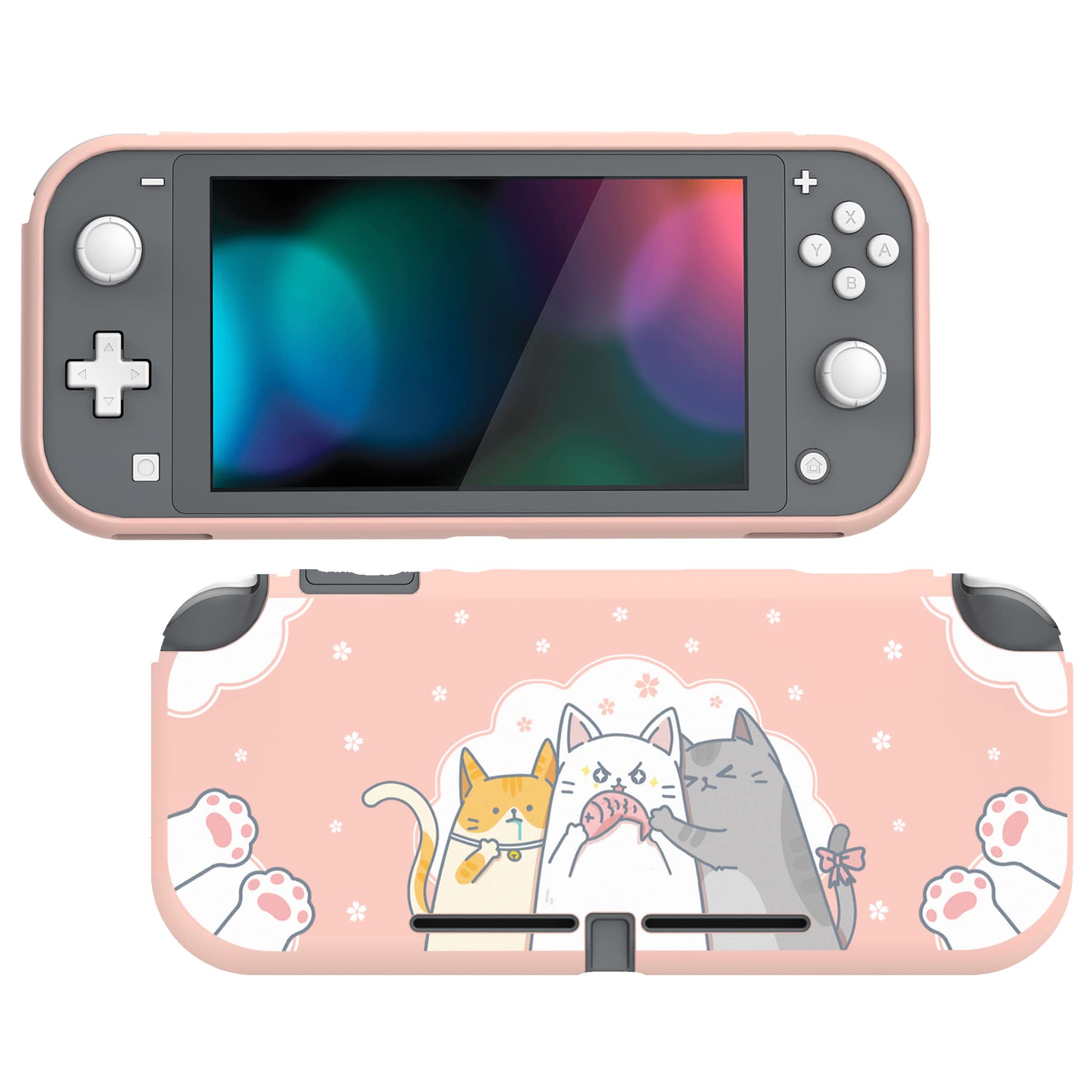 PlayVital Hungry Kitties Custom Protective Case for Nintendo Switch Lite - Soft TPU Slim Cover with Anti-Scratch Design | Perfect for Gaming, Travel & Everyday Protection