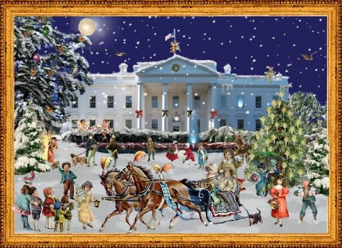 Victorian Style White House German Advent Calendar - Christmas Countdown Decor for Home, Office & Holiday Parties
