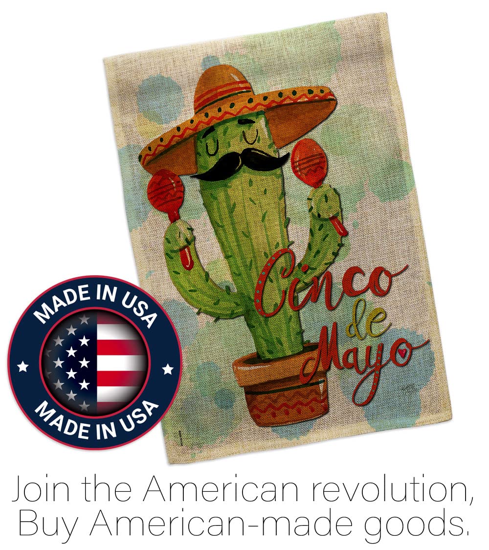 Mr Cactus Cinco de Mayo Garden Flag Set - Double-Sided Burlap Decor for Outdoor Parties