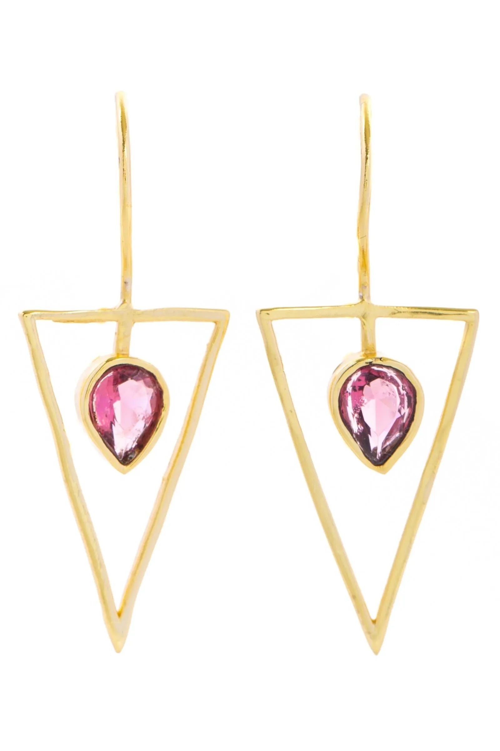 Triangle Open Frame Gemstone Earrings - Dainty Gold Geometric Studs for Women | Perfect for Parties, Weddings & Everyday Wear